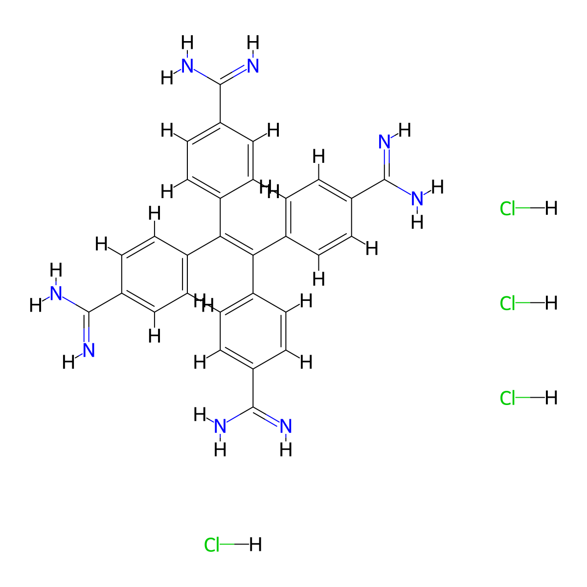 4,4',4'',4'''-(Ethene-1,1,2,2-tetrayl)tetrabenzimidamide tetrahydrochloride molecular structure, CAS 2734780-05-1