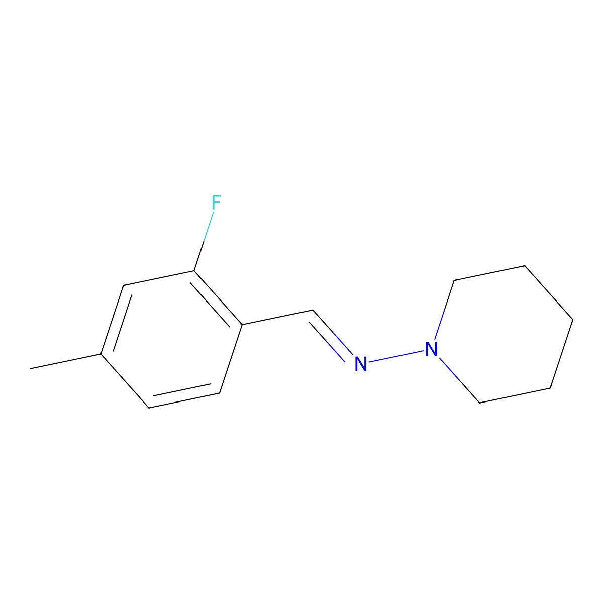(E)-N-(2-fluoro-4-methylbenzylidene)piperidin-1-amine molecular structure, CAS 2734780-21-1