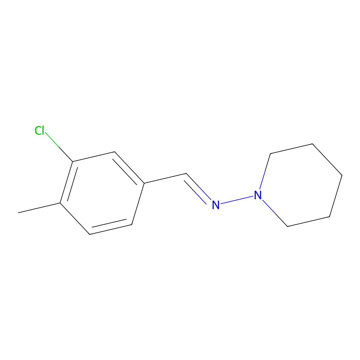 (E)-N-(3-chloro-4-methylbenzylidene)piperidin-1-amine molecular structure, CAS 2734780-29-9