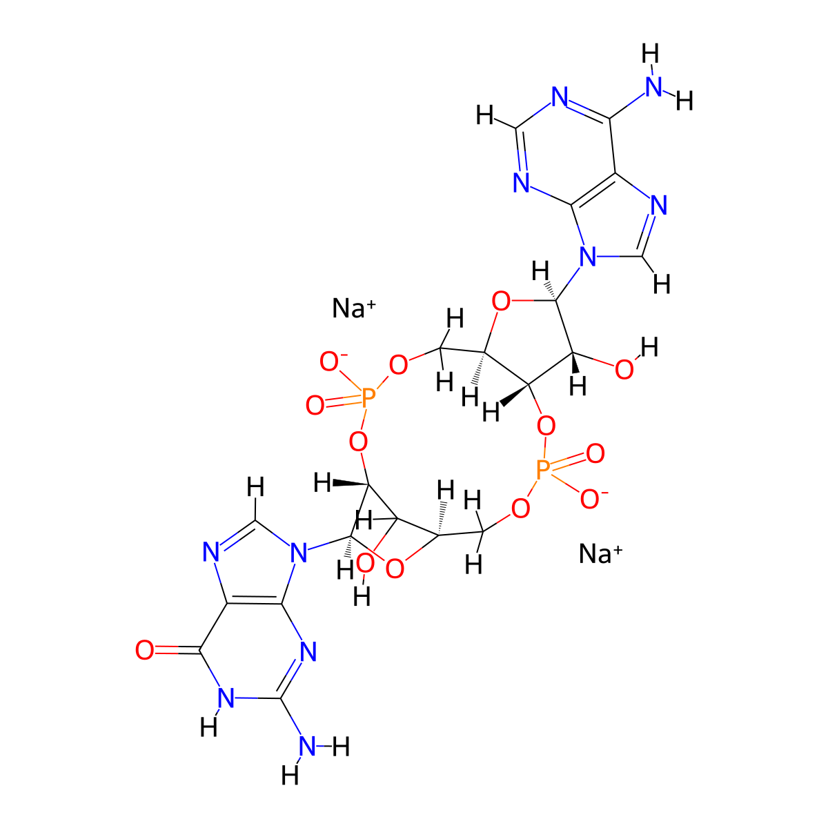 2',3'-cGAMP sodium molecular structure, CAS 2734858-36-5