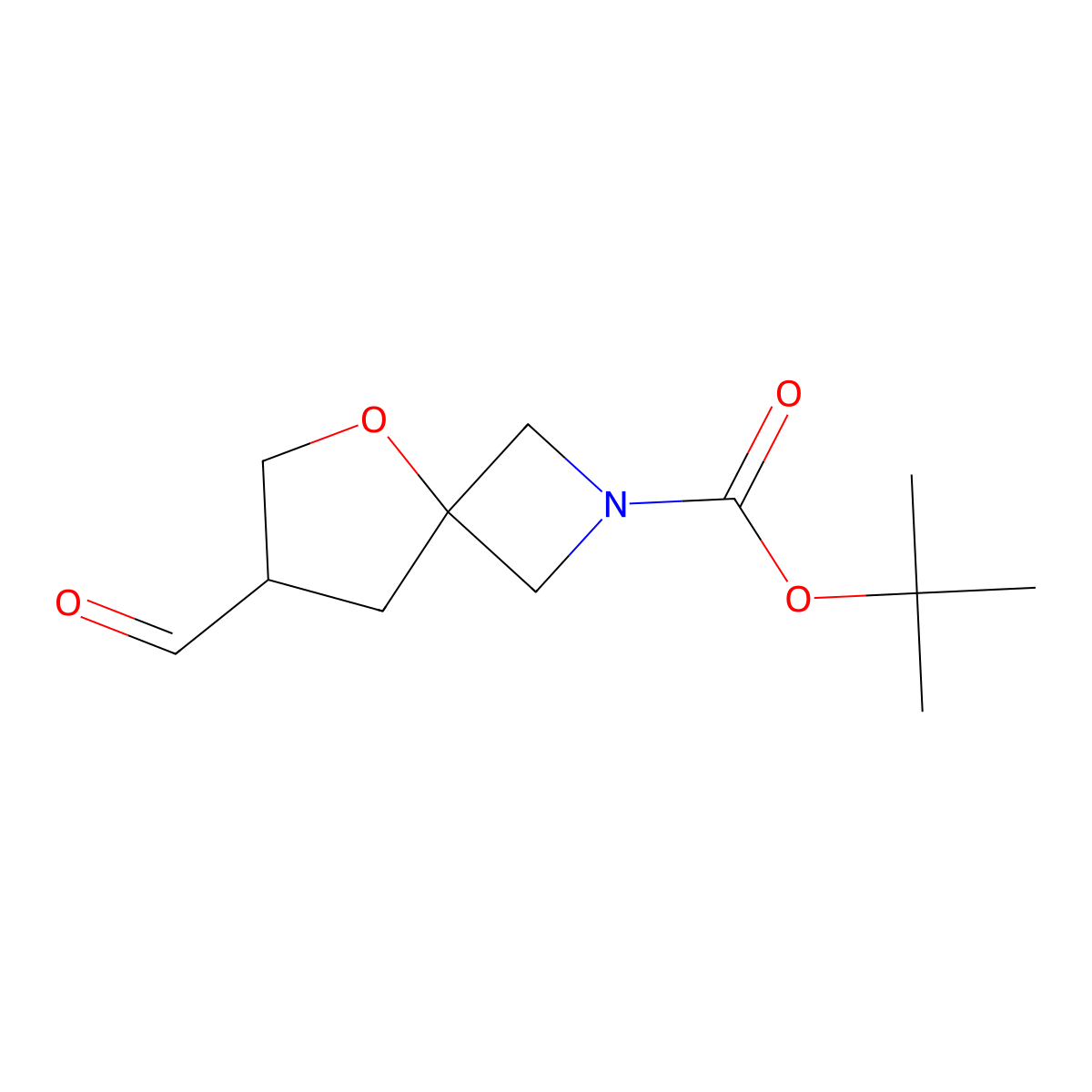 Tert-butyl 7-formyl-5-oxa-2-azaspiro[3.4]octane-2-carboxylate molecular structure, CAS 2734878-31-8