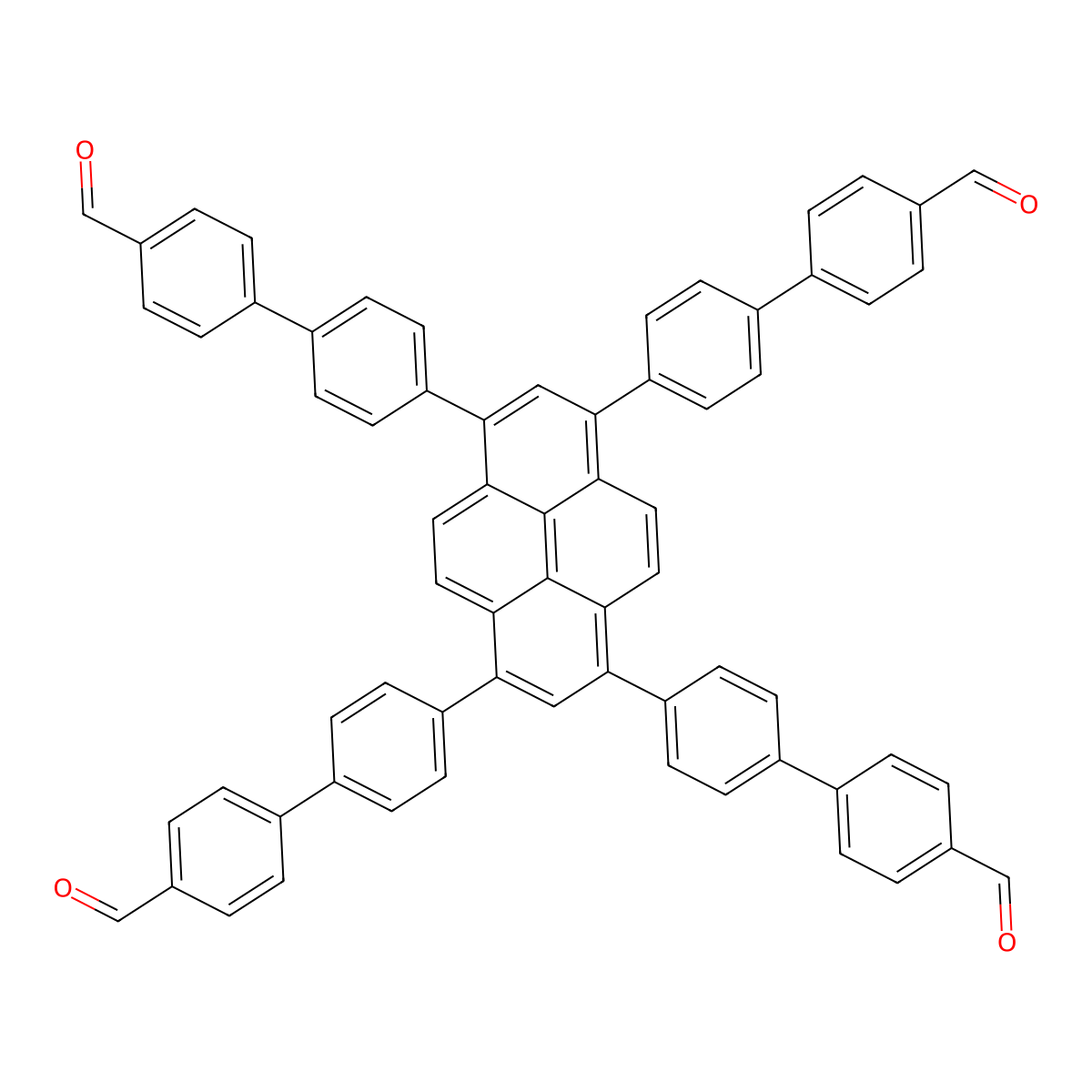 4',4''',4''''',4'''''''-(Pyrene-1,3,6,8-tetrayl)tetrakis(([1,1'-biphenyl]-4-carbaldehyde)) molecular structure, CAS 2734880-96-5