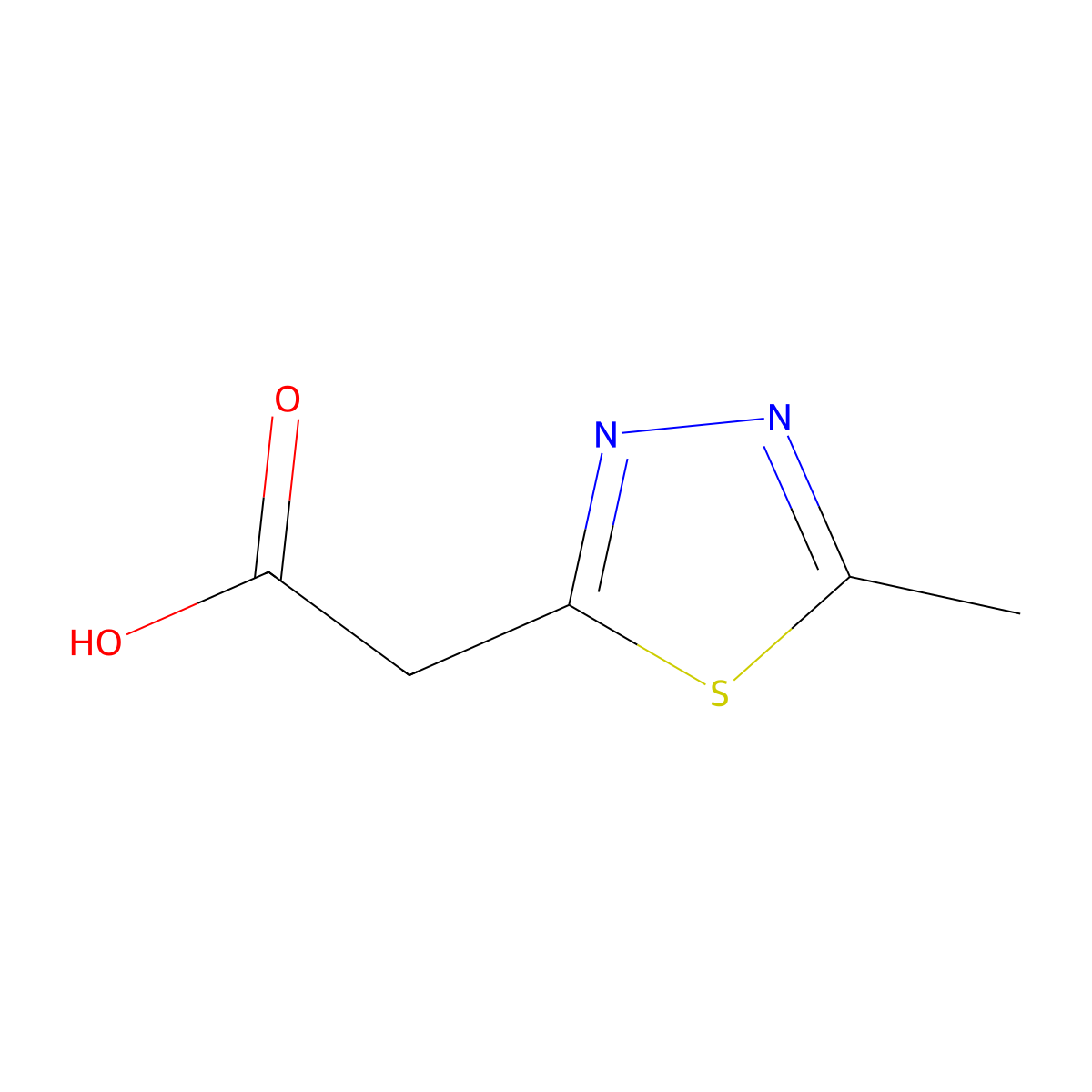 2-(5-Methyl-1,3,4-thiadiazol-2-yl)acetic acid molecular structure, CAS 27349-42-4