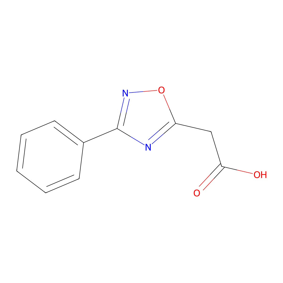 3-Phenyl-1,2,4-oxadiazole-5-acetic acid molecular structure, CAS 27349-43-5