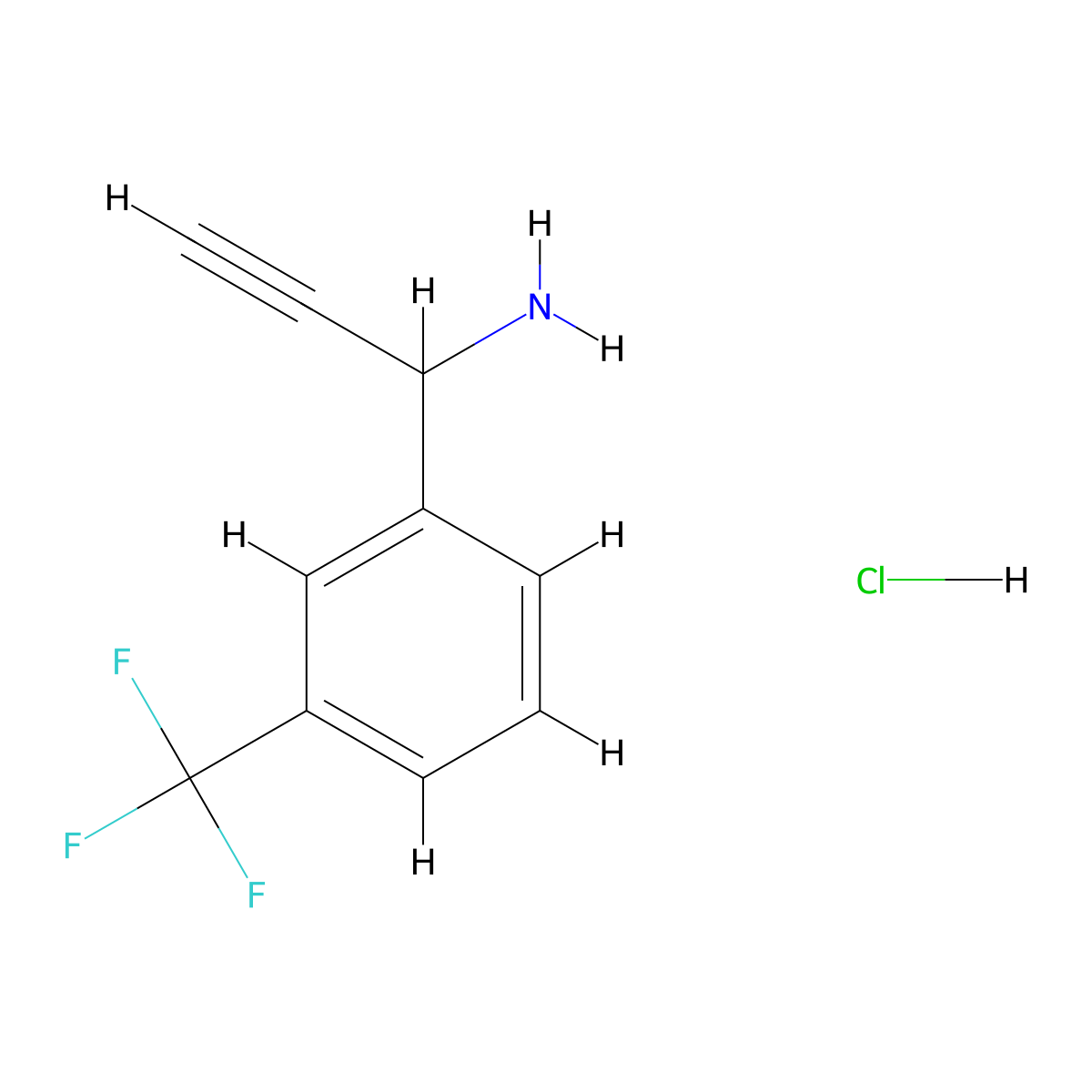 1-[3-(Trifluoromethyl)phenyl]prop-2-yn-1-amine hydrochloride molecular structure, CAS 2734906-46-6