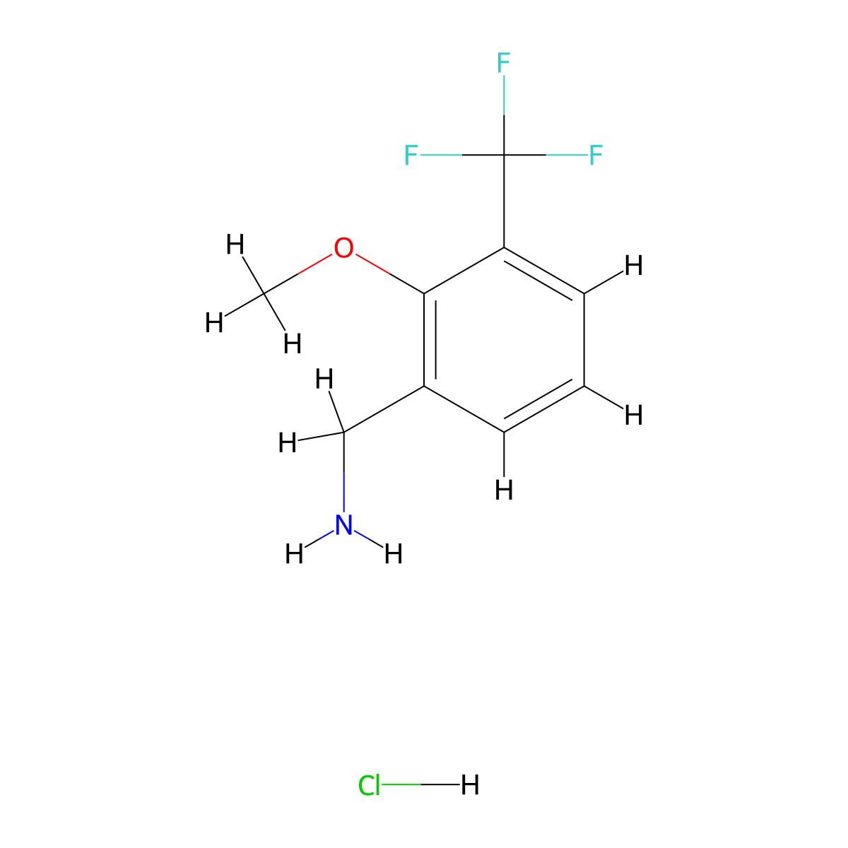1-[2-Methoxy-3-(trifluoromethyl)phenyl]methanamine hydrochloride molecular structure, CAS 2734906-47-7