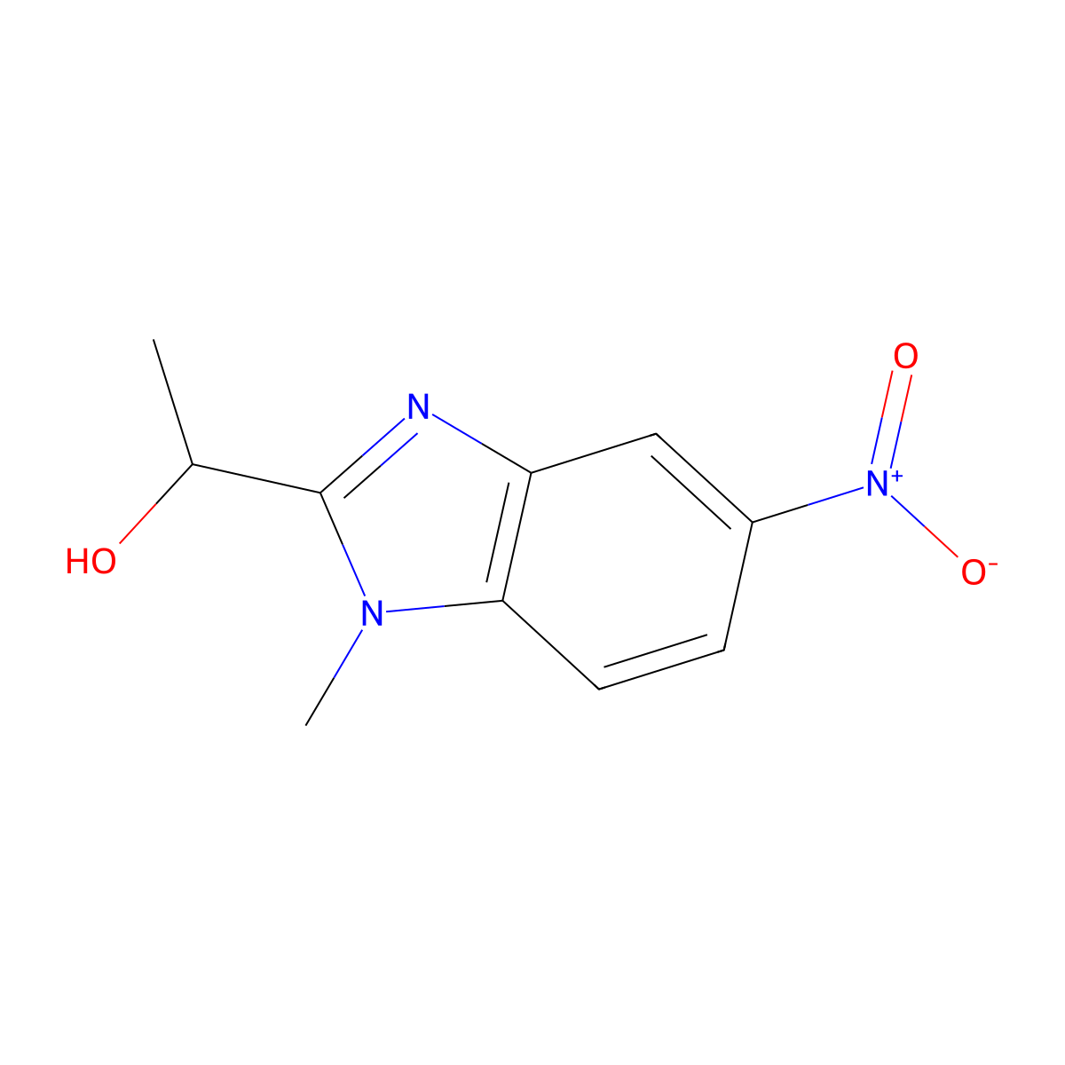 1-(1-methyl-5-nitro-1H-1,3-benzodiazol-2-yl)ethan-1-ol molecular structure, CAS 2735-71-9