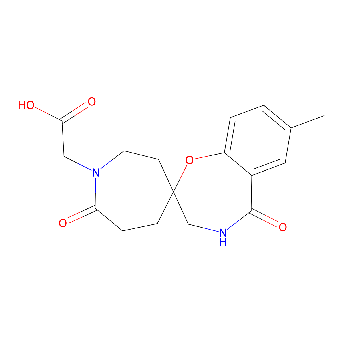 2-(7'-methyl-5',7-dioxo-4',5'-dihydro-3'H-spiro[azepane-4,2'-benzo[f][1,4]oxazepin]-1-yl)acetic acid molecular structure, CAS 2735256-74-1