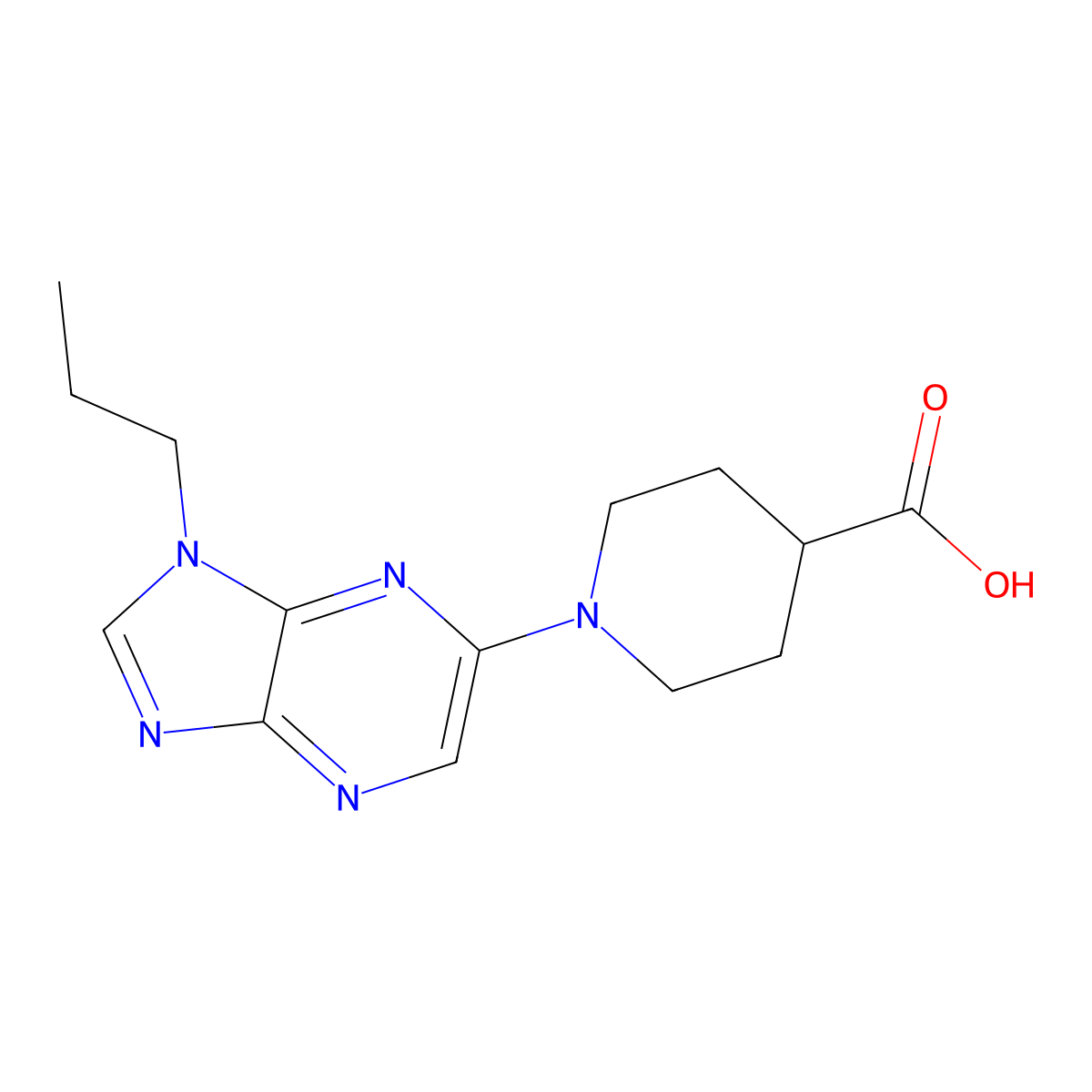 1-(1-propyl-1H-imidazo[4,5-b]pyrazin-6-yl)piperidine-4-carboxylic acid molecular structure, CAS 2735518-66-6
