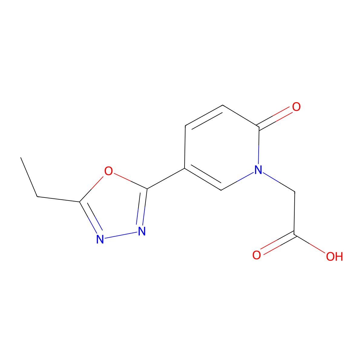 [5-(5-ethyl-1,3,4-oxadiazol-2-yl)-2-oxopyridin-1(2H)-yl]acetic acid molecular structure, CAS 2735518-68-8
