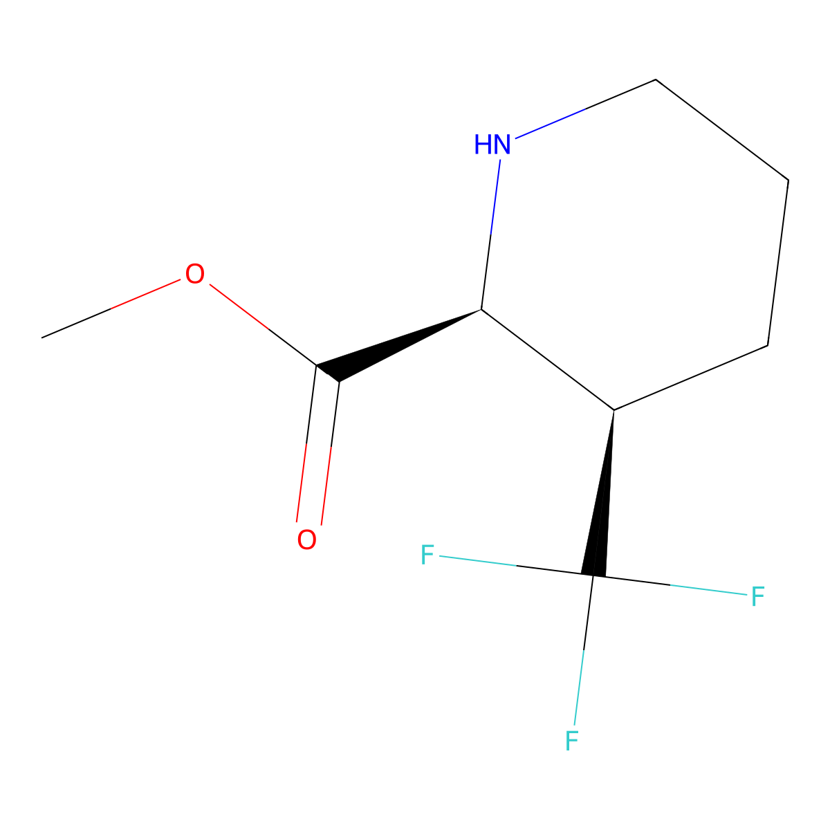 rac-methyl (2R,3S)-3-(trifluoromethyl)piperidine-2-carboxylate molecular structure, CAS 2735653-00-4