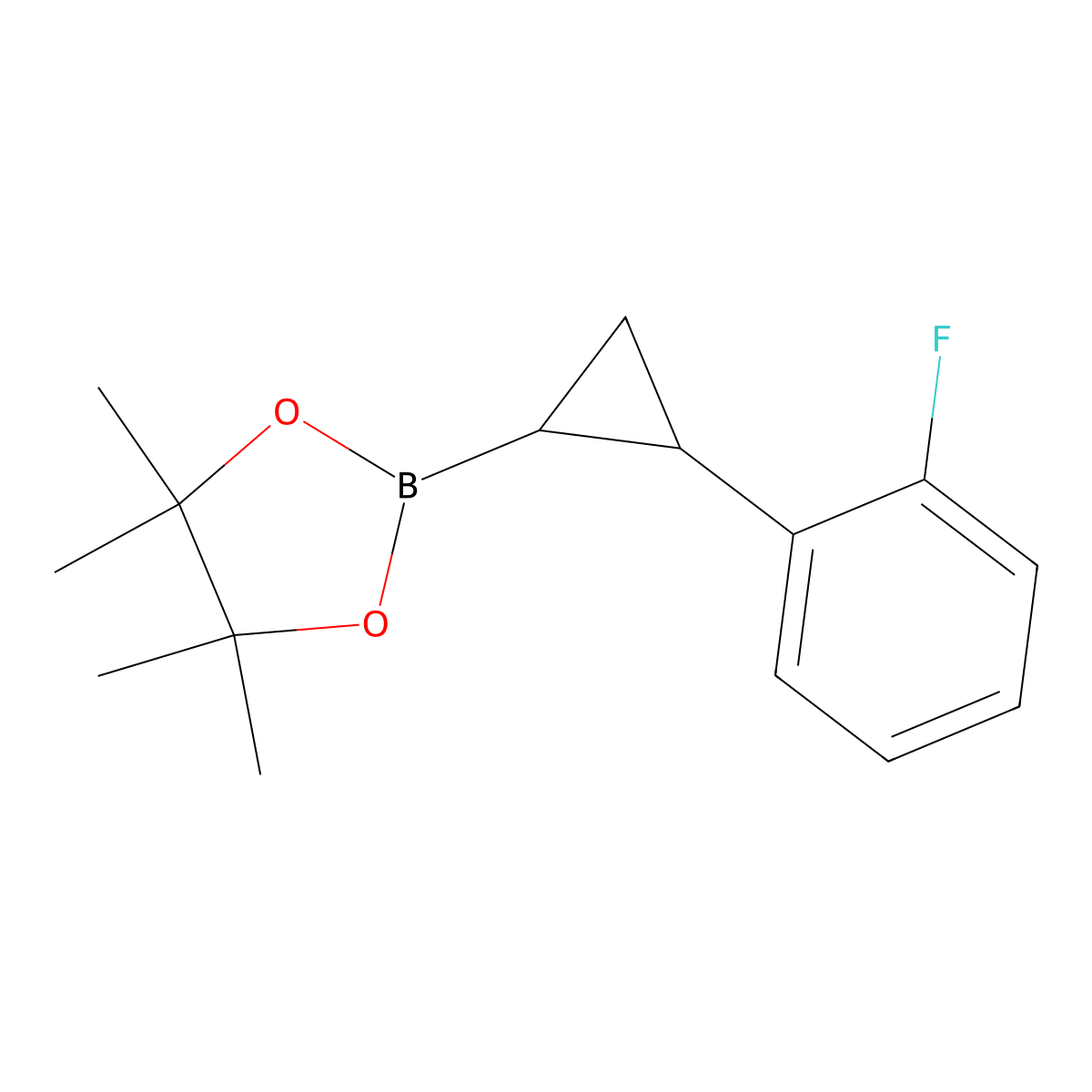 2-[2-(2-Fluorophenyl)cyclopropyl]-4,4,5,5-tetramethyl-1,3,2-dioxaborolane molecular structure, CAS 2735687-77-9