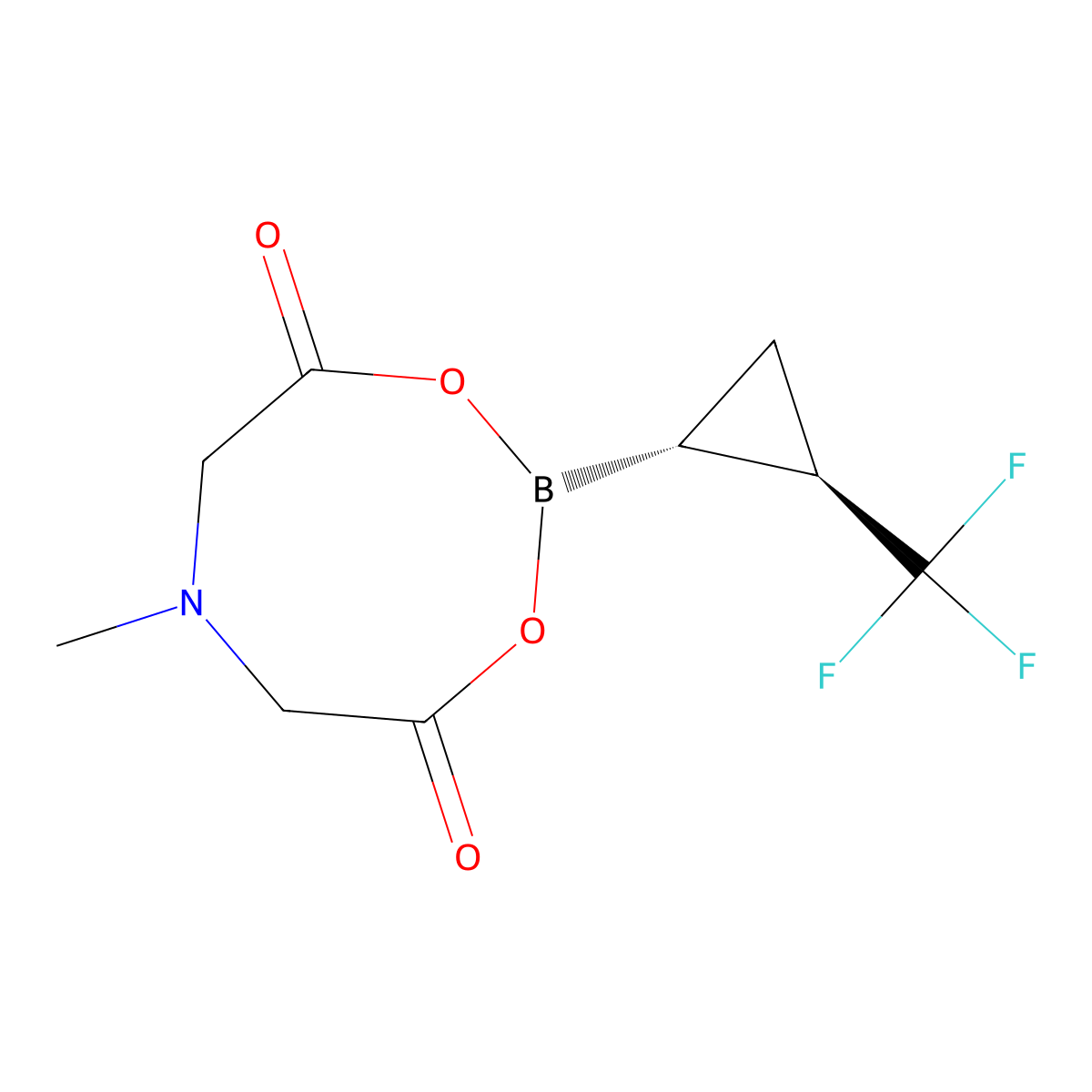 rac-6-methyl-2-((1R,2R)-2-(trifluoromethyl)cyclopropyl)-1,3,6,2-dioxazaborocane-4,8-dione molecular structure, CAS 2735700-22-6