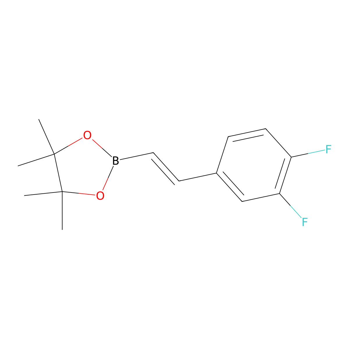 2-((E)-2-(3,4-difluorophenyl)ethenyl)-4,4,5,5-tetramethyl-1,3,2-dioxaborolane molecular structure, CAS 2735700-95-3
