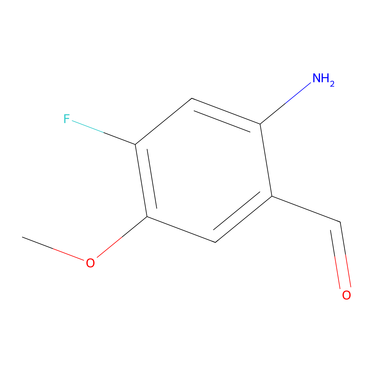 2-Amino-4-fluoro-5-methoxybenzaldehyde molecular structure, CAS 2735754-08-0