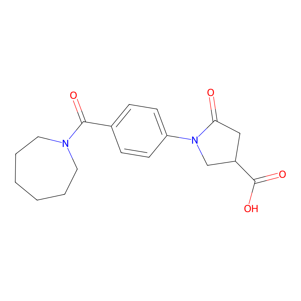1-[4-(Azepan-1-ylcarbonyl)phenyl]-5-oxopyrrolidine-3-carboxylic acid molecular structure, CAS 2735913-60-5