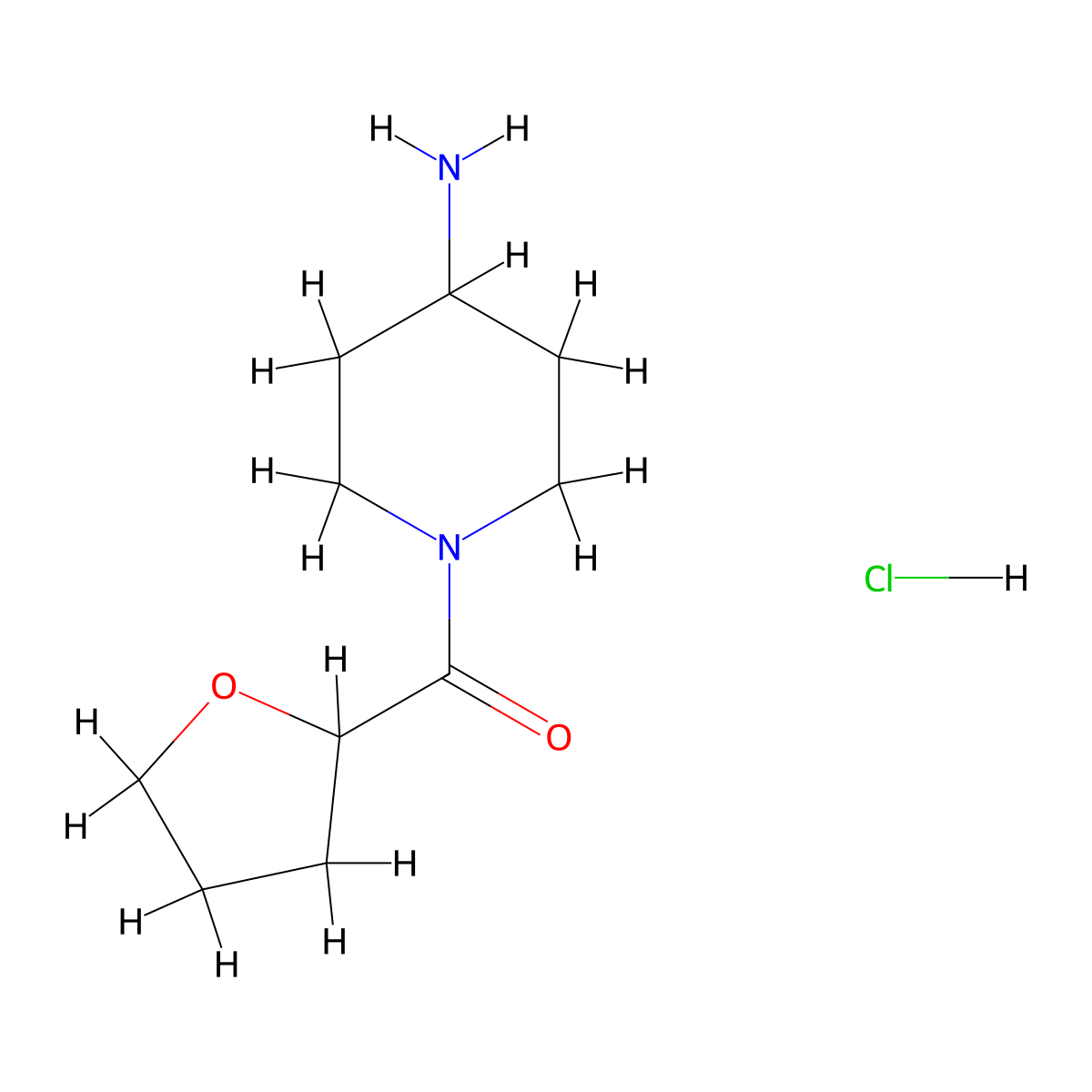 1-(Oxolane-2-carbonyl)piperidin-4-amine hydrochloride molecular structure, CAS 2735926-93-7