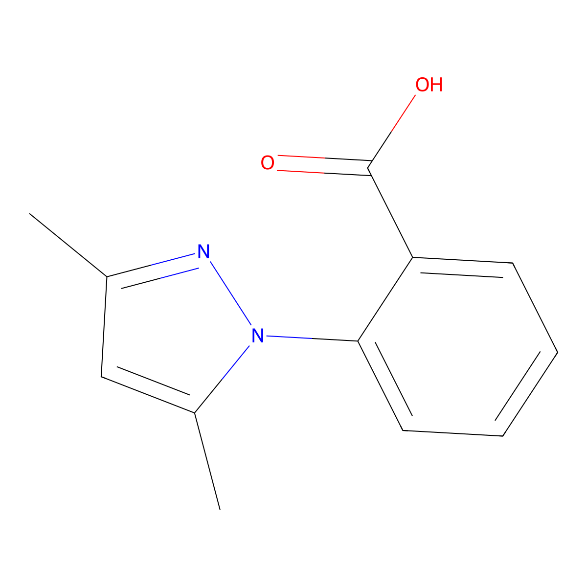 2-(3,5-Dimethyl-1H-pyrazol-1-yl)benzoic acid molecular structure, CAS 27363-77-5