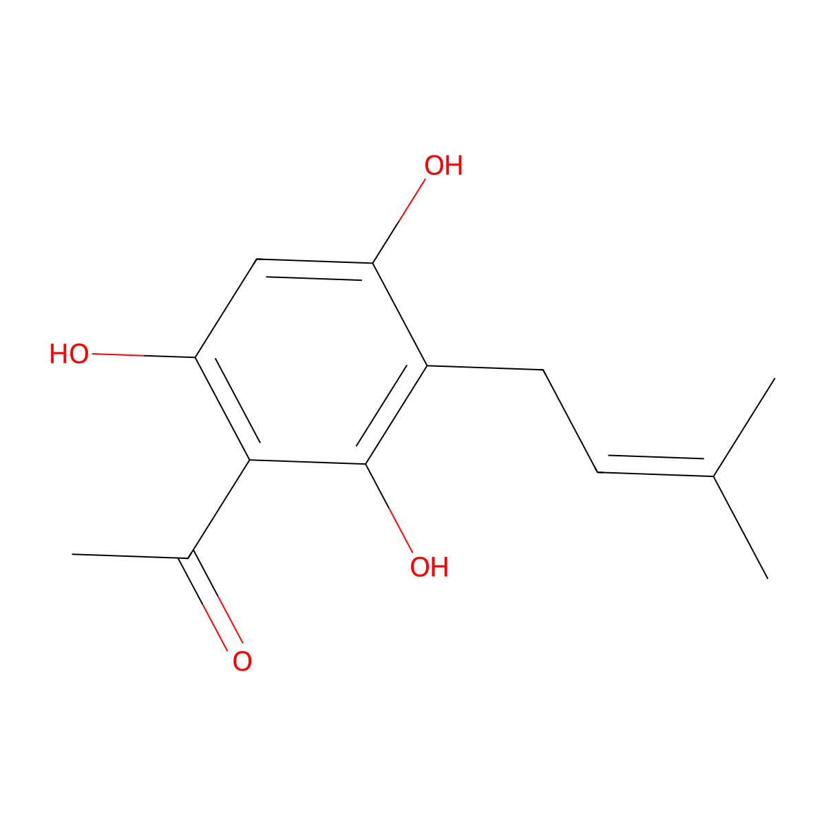 Ethanone, 1-[2,4,6-trihydroxy-3-(3-methyl-2-butenyl)phenyl]- molecular structure, CAS 27364-71-2