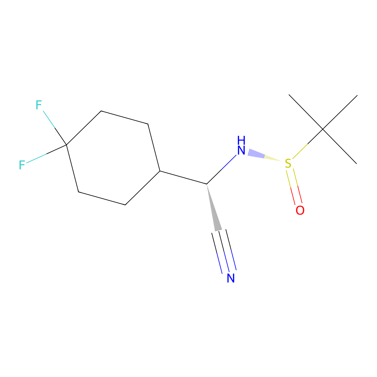 (S)-N-((S)-Cyano(4,4-difluorocyclohexyl)methyl)-2-methylpropane-2-sulfinamide molecular structure, CAS 2736448-99-8