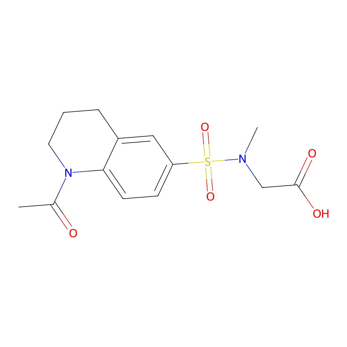 2-(N-methyl1-acetyl-1,2,3,4-tetrahydroquinoline-6-sulfonamido)acetic acid molecular structure, CAS 2736451-24-2