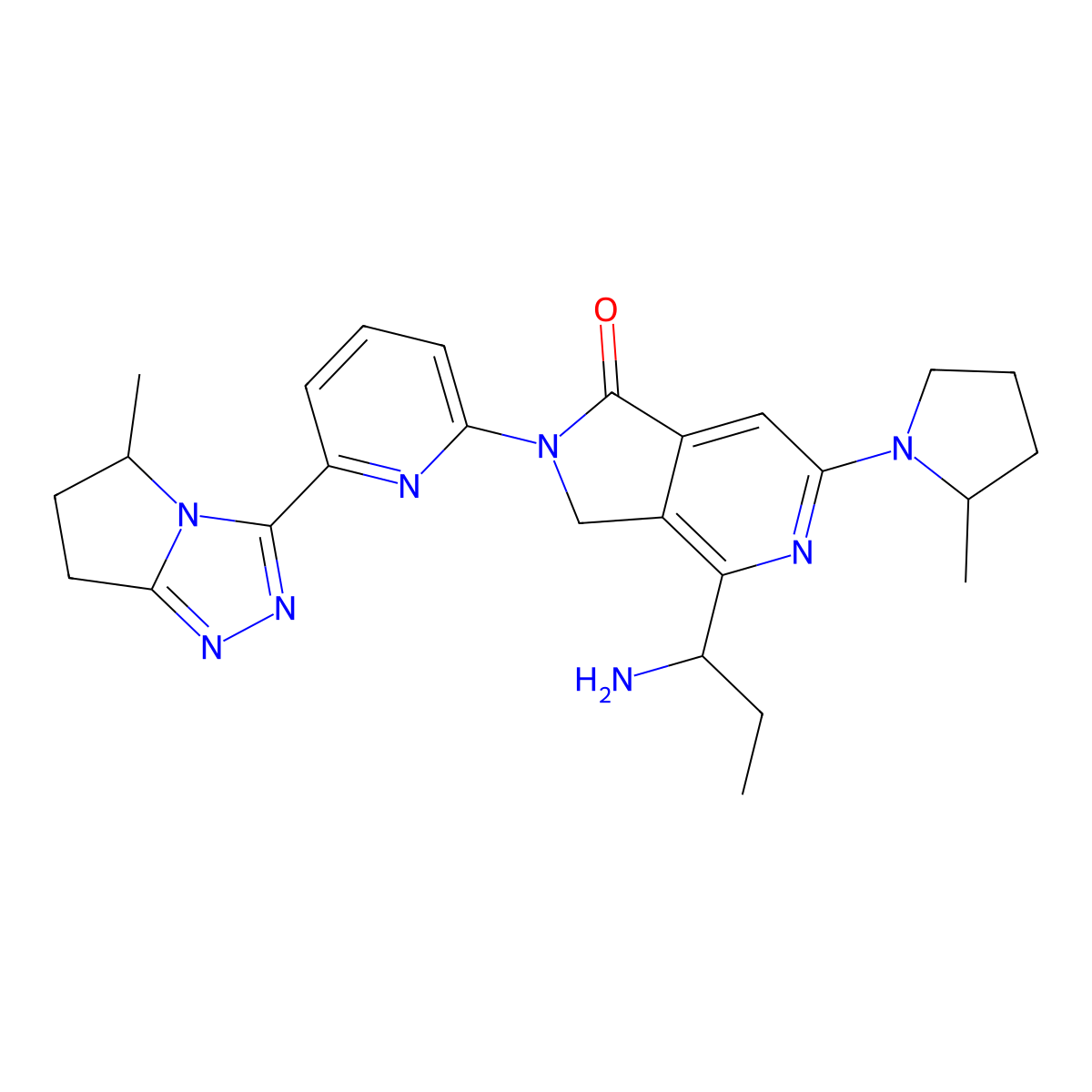 4-((R)-1-Aminopropyl)-2-(6-((S)-5-methyl-6,7-dihydro-5H-pyrrolo[2,1-c][1,2,4]triazol-3-yl)pyridin-2-yl)-6-((R)-2-methylpyrrolidin-1-yl)-2,3-dihydro-1H-pyrrolo[3,4-c]pyridin-1-one molecular structure, CAS 2736458-30-1