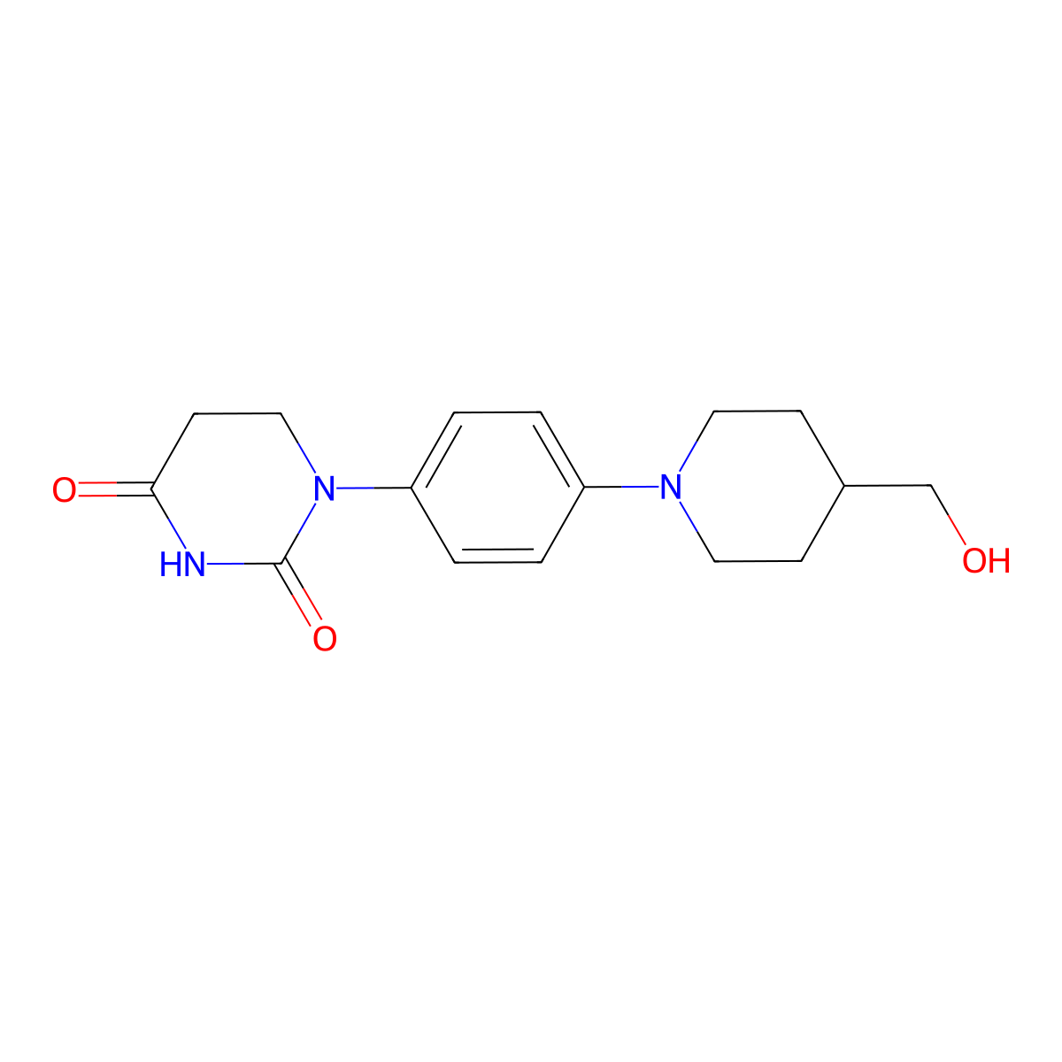 1-(4-(4-(hydroxymethyl)piperidin-1-yl)phenyl)dihydropyrimidine-2,4(1H,3H)-dione molecular structure, CAS 2736510-38-4