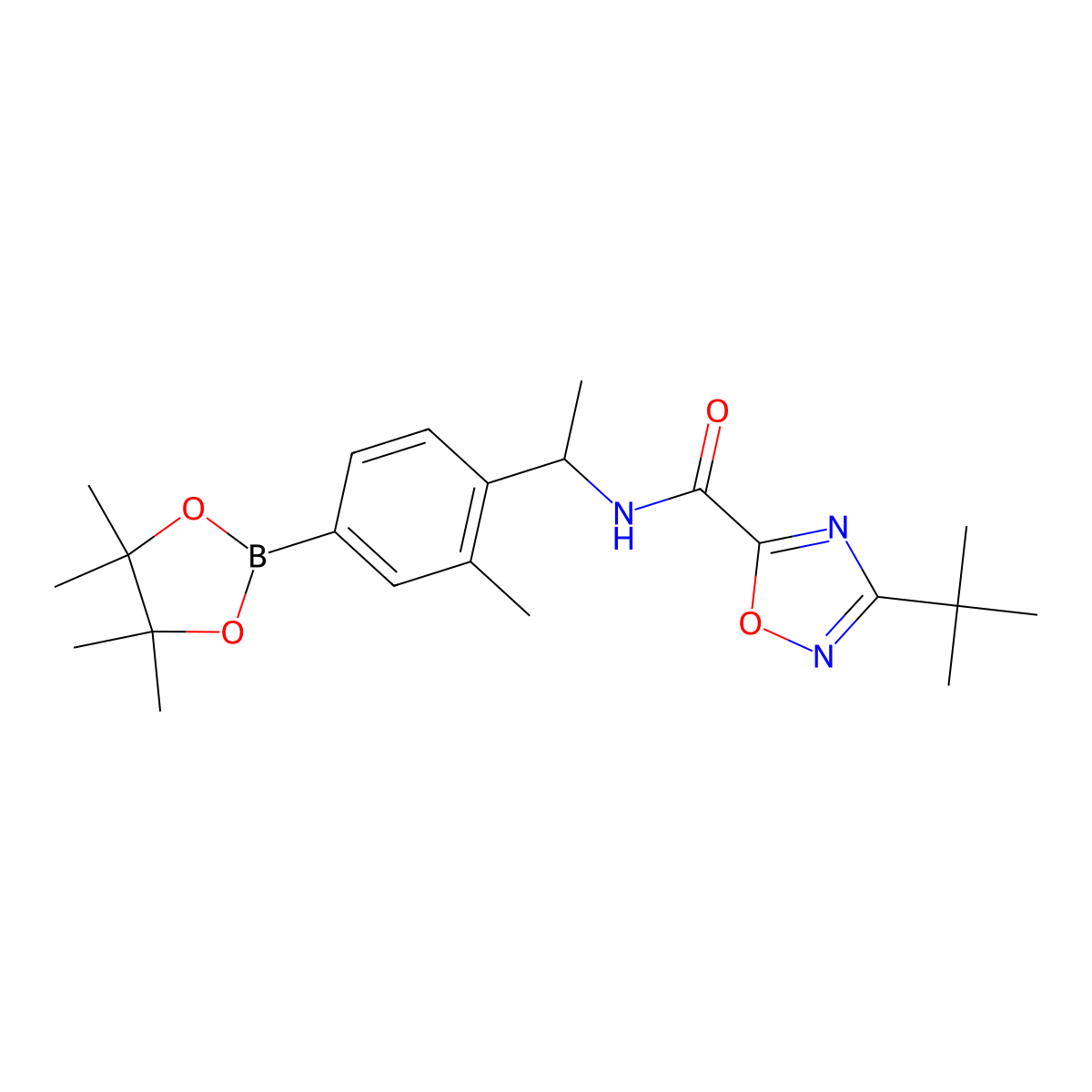 (R)-4-[1-[3-(tert-Butyl)-1,2,4-oxadiazole-5-carboxamido]ethyl]-3-methylphenylboronic Acid Pinacol Ester molecular structure, CAS 2736511-76-3
