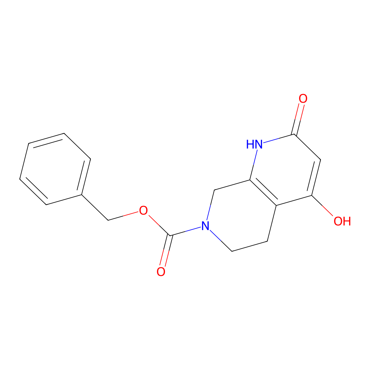 Benzyl 4-hydroxy-2-oxo-1,2,5,6,7,8-hexahydro-1,7-naphthyridine-7-carboxylate molecular structure, CAS 2736598-28-8
