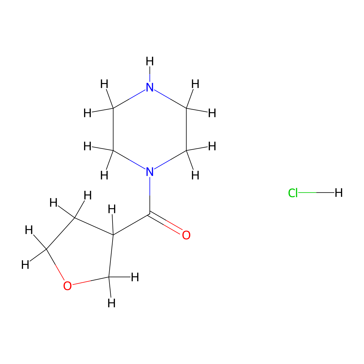 1-(Oxolane-3-carbonyl)piperazine hydrochloride molecular structure, CAS 2736621-30-8