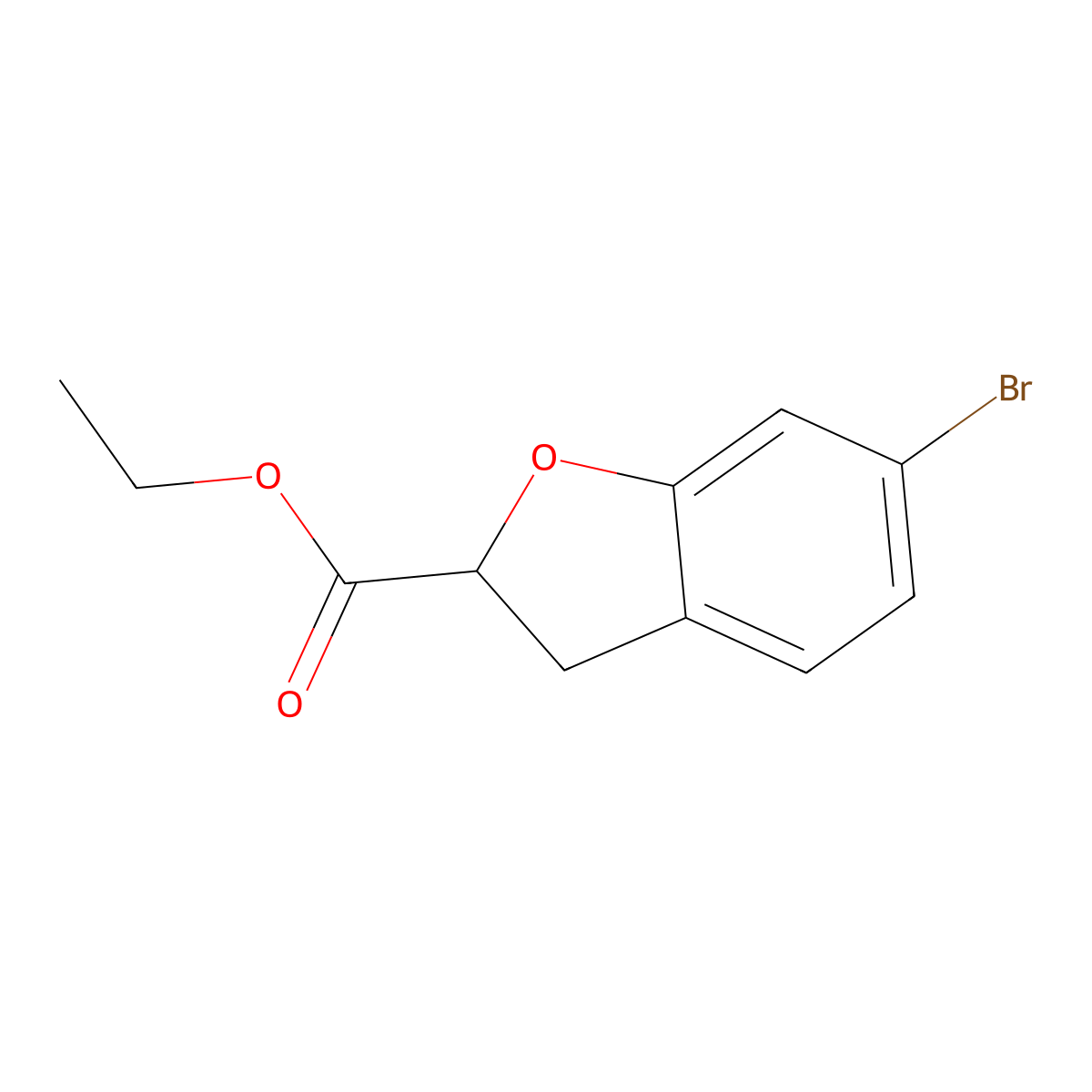 Ethyl 6-bromo-2,3-dihydro-1-benzofuran-2-carboxylate molecular structure, CAS 2736630-23-0