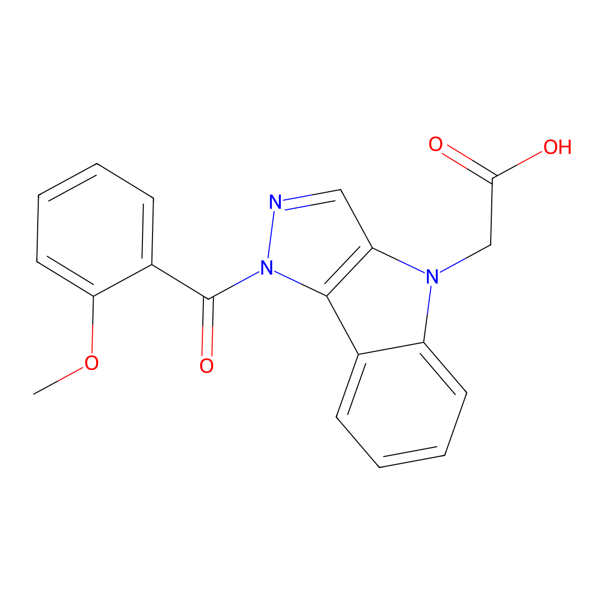 [1-(2-methoxybenzoyl)pyrazolo[4,3-b]indol-4(1H)-yl]acetic acid molecular structure, CAS 2736638-88-1