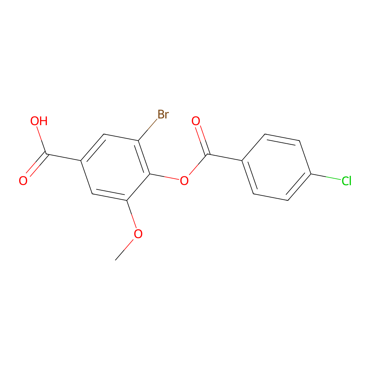 3-Bromo-4-{[(4-chlorophenyl)carbonyl]oxy}-5-methoxybenzoic acid molecular structure, CAS 2736646-90-3