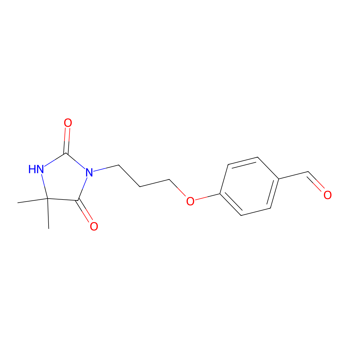 4-(3-(4,4-Dimethyl-2,5-dioxoimidazolidin-1-yl)propoxy)benzaldehyde molecular structure, CAS 2736881-15-3