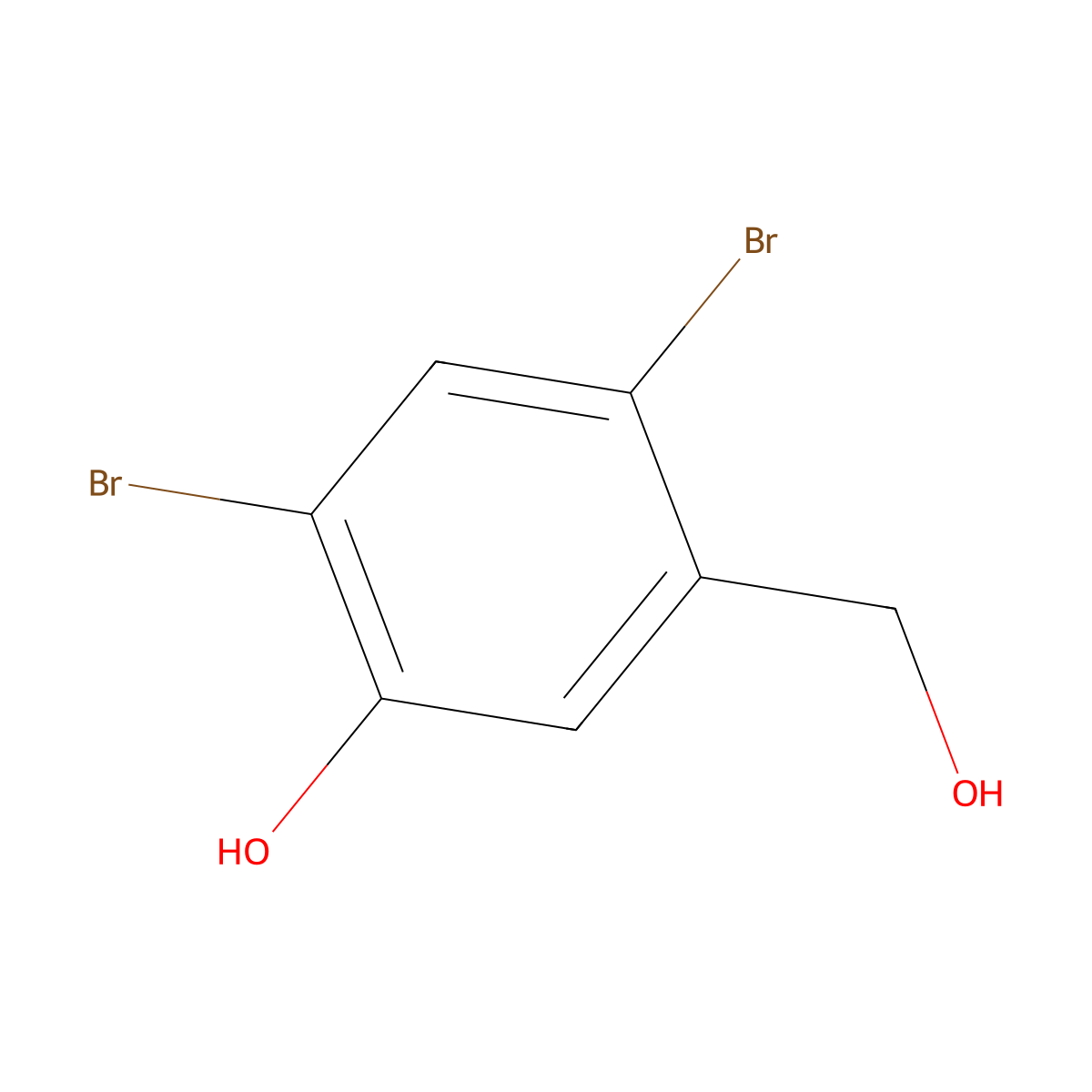2,4-Dibromo-5-hydroxybenzenemethanol molecular structure, CAS 2737-21-5