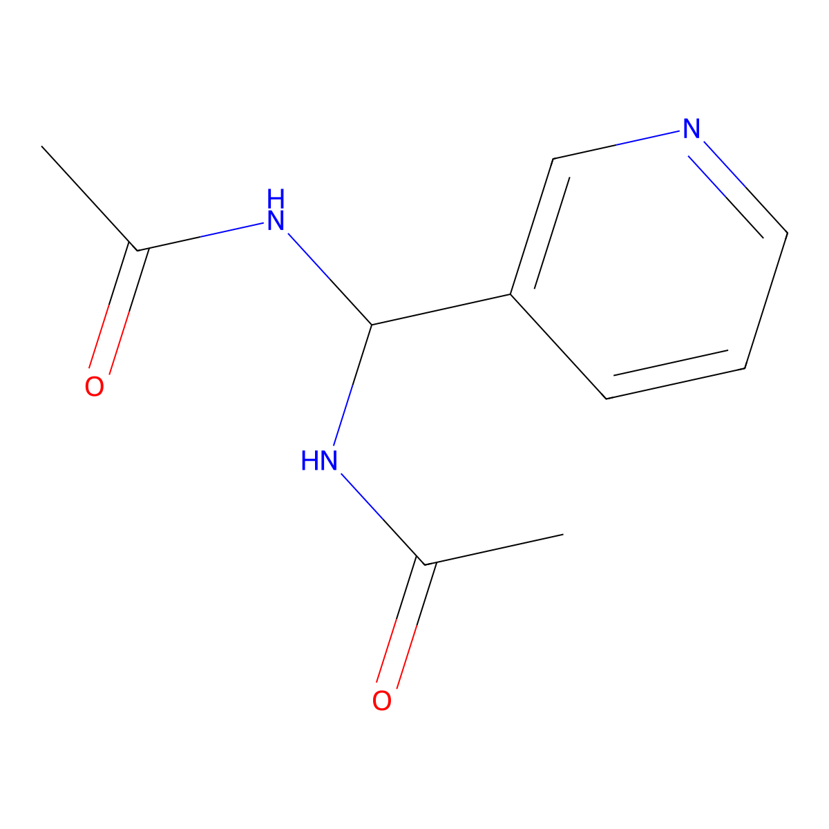 N-[acetamido(pyridin-3-yl)methyl]acetamide molecular structure, CAS 2737-77-1
