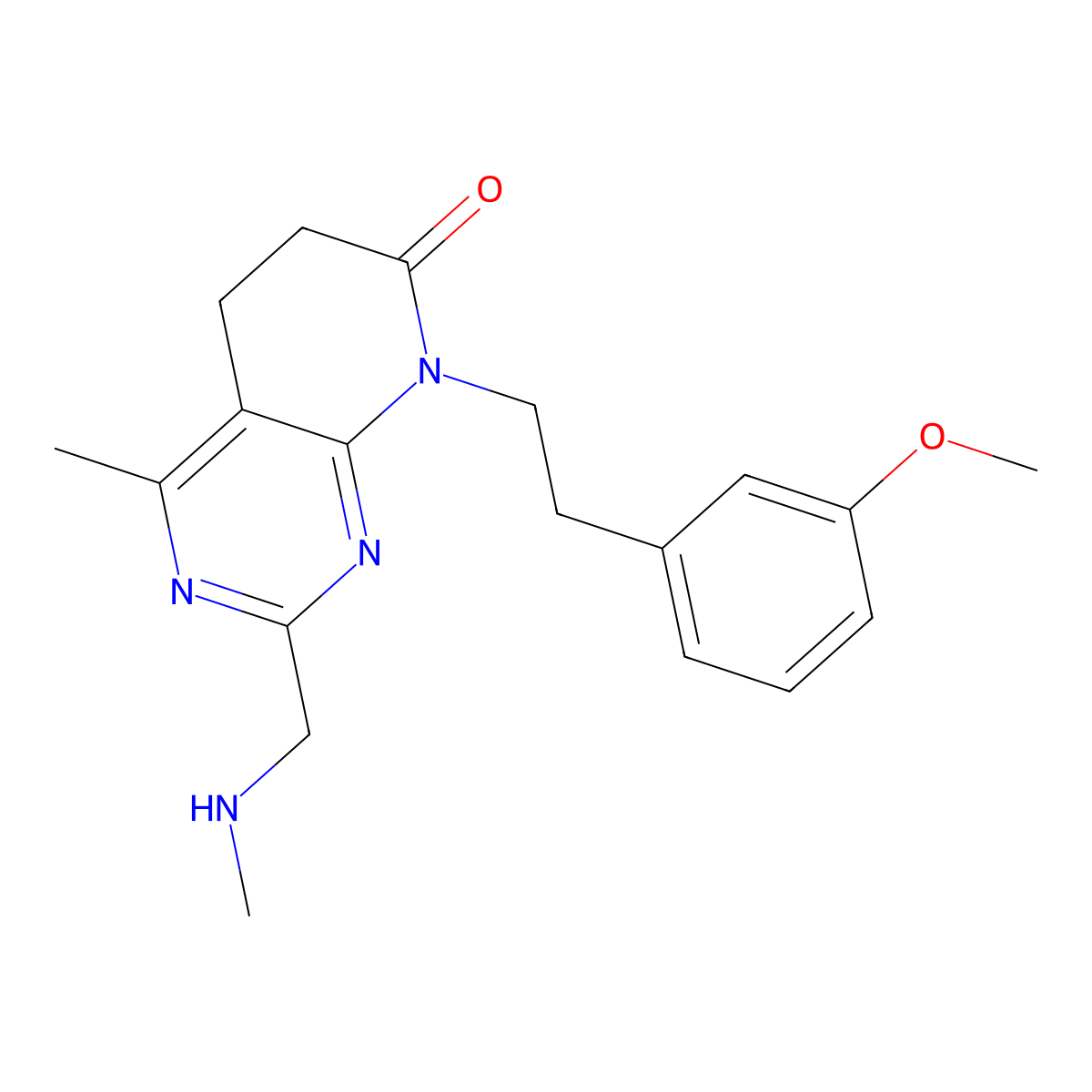 8-(3-methoxyphenethyl)-4-methyl-2-((methylamino)methyl)-5,8-dihydropyrido[2,3-d]pyrimidin-7(6H)-one molecular structure, CAS 2737057-25-7