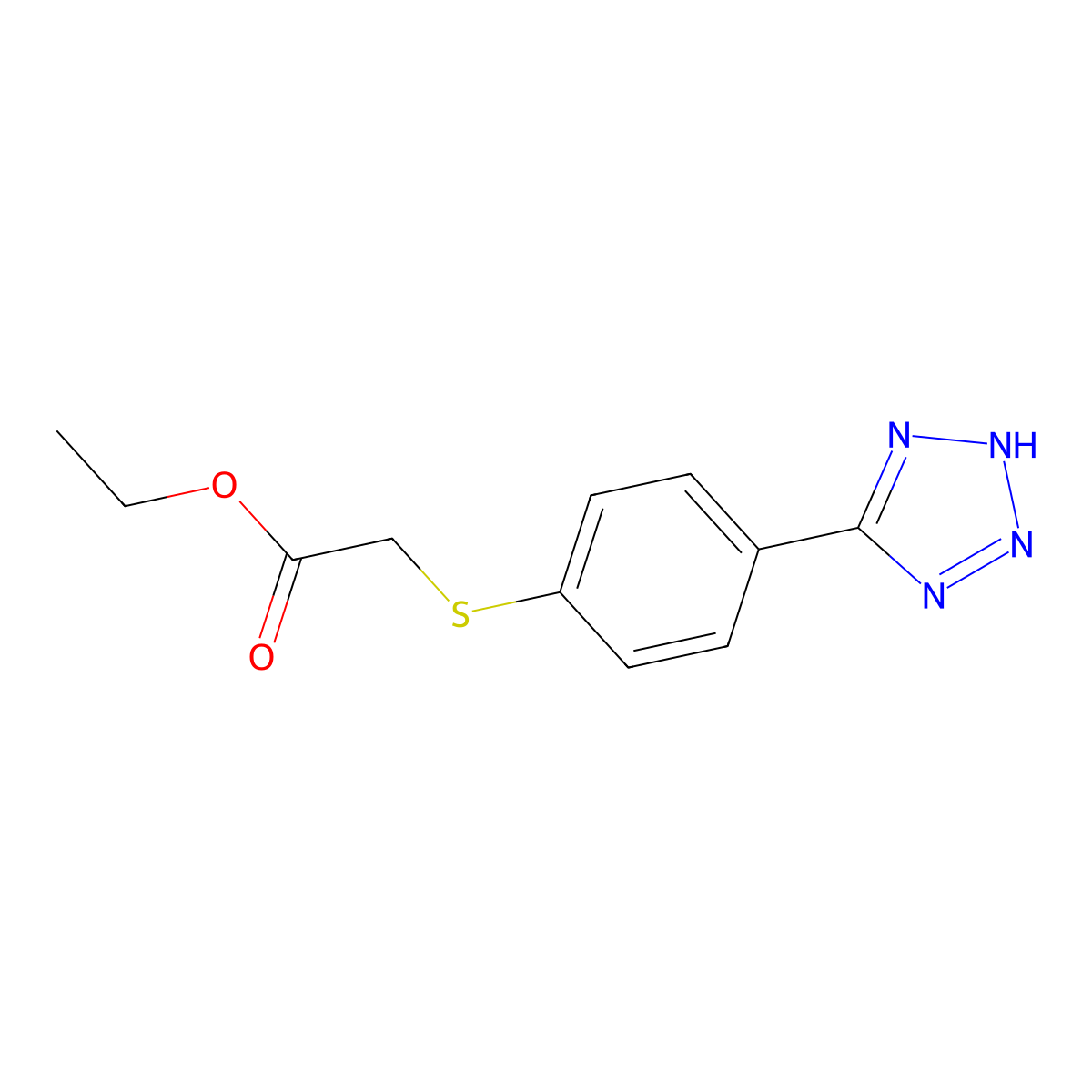 ethyl 2-((4-(2H-tetrazol-5-yl)phenyl)thio)acetate molecular structure, CAS 2737183-85-4