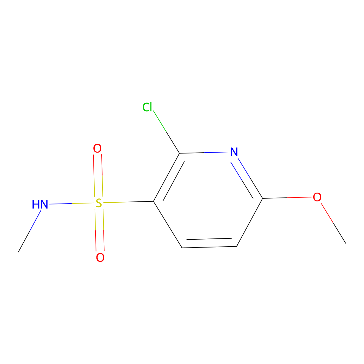 2-chloro-6-methoxy-N-methylpyridine-3-sulfonamide molecular structure, CAS 2737205-37-5