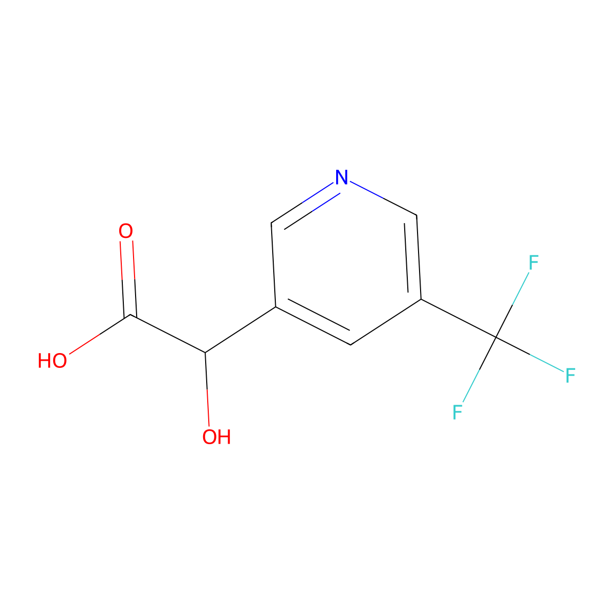 |A-Hydroxy-5-(trifluoromethyl)-3-pyridineacetic acid molecular structure, CAS 2737261-64-0