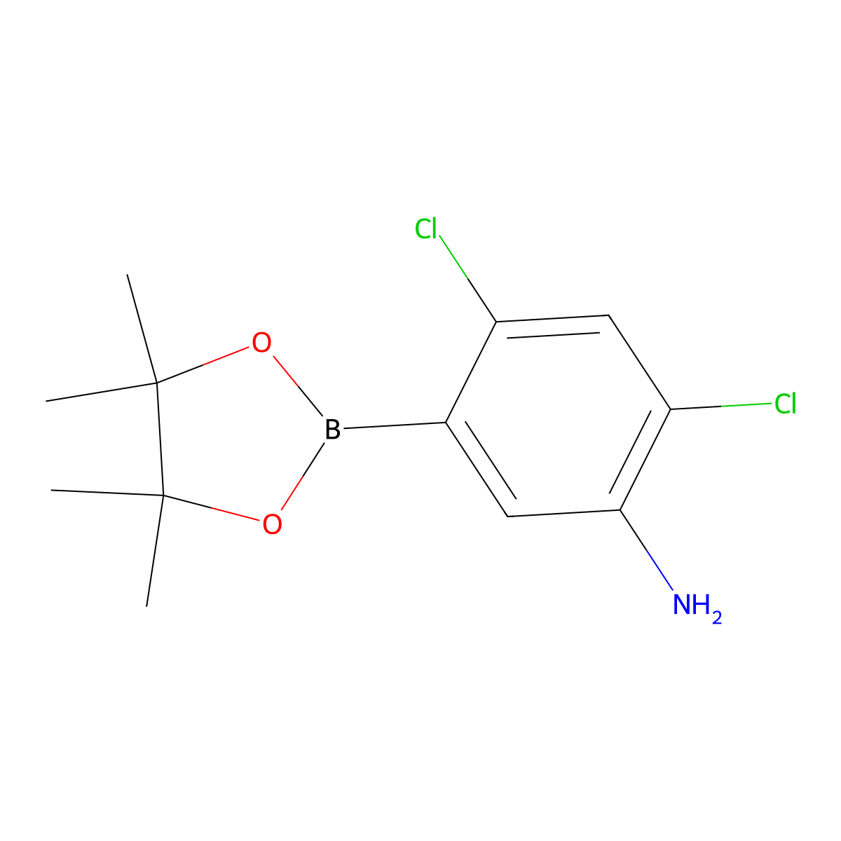 2,4-Dichloro-5-(4,4,5,5-tetramethyl-1,3,2-dioxaborolan-2-yl)aniline molecular structure, CAS 2737270-57-2