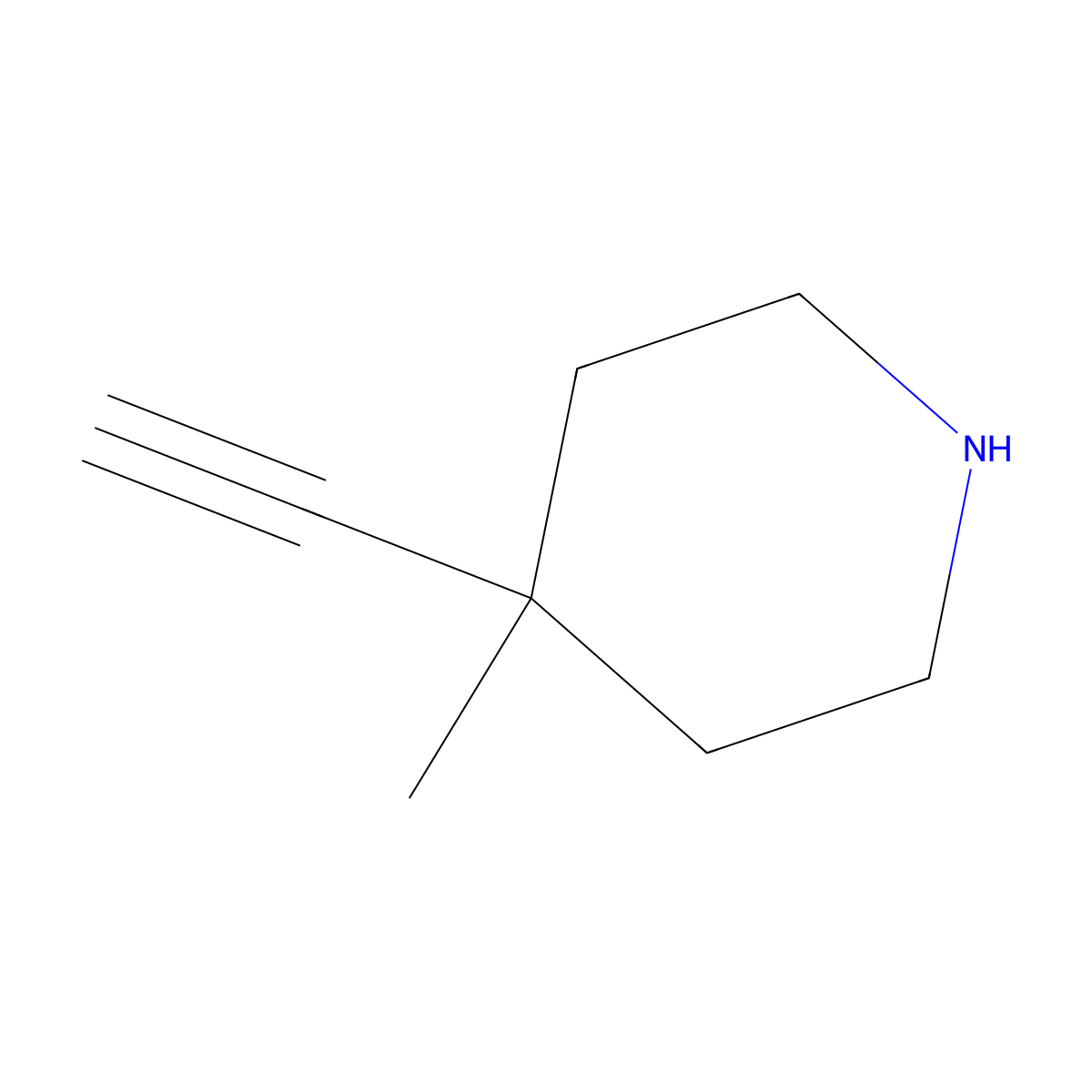 4-Ethynyl-4-methylpiperidine molecular structure, CAS 2737290-03-6