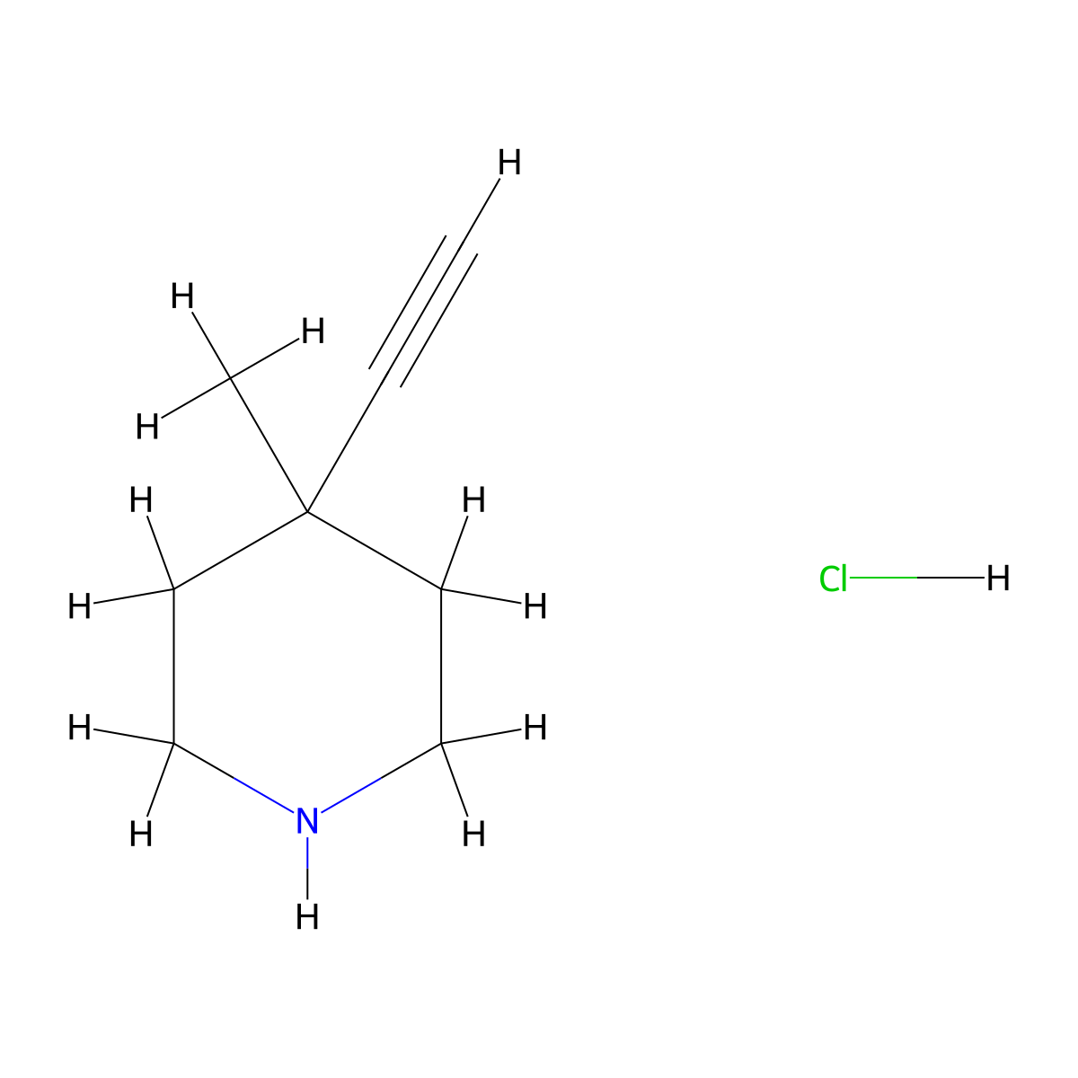 4-Ethynyl-4-methylpiperidine hydrochloride molecular structure, CAS 2737290-04-7
