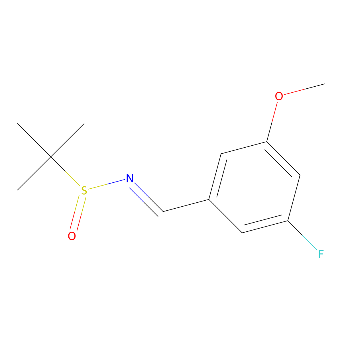 (NZ,S)-N-[(3-fluoro-5-methoxy-phenyl)methylene]-2-methyl-propane-2-sulfinamide molecular structure, CAS 2737295-27-9