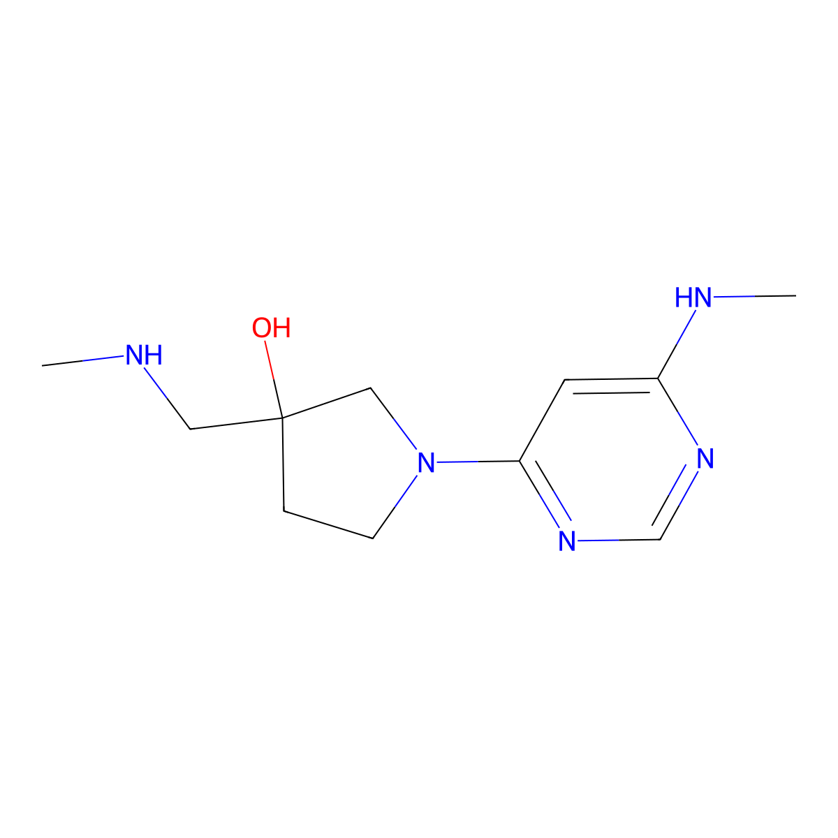 3-((Methylamino)methyl)-1-(6-(methylamino)pyrimidin-4-yl)pyrrolidin-3-ol molecular structure, CAS 2737533-84-3