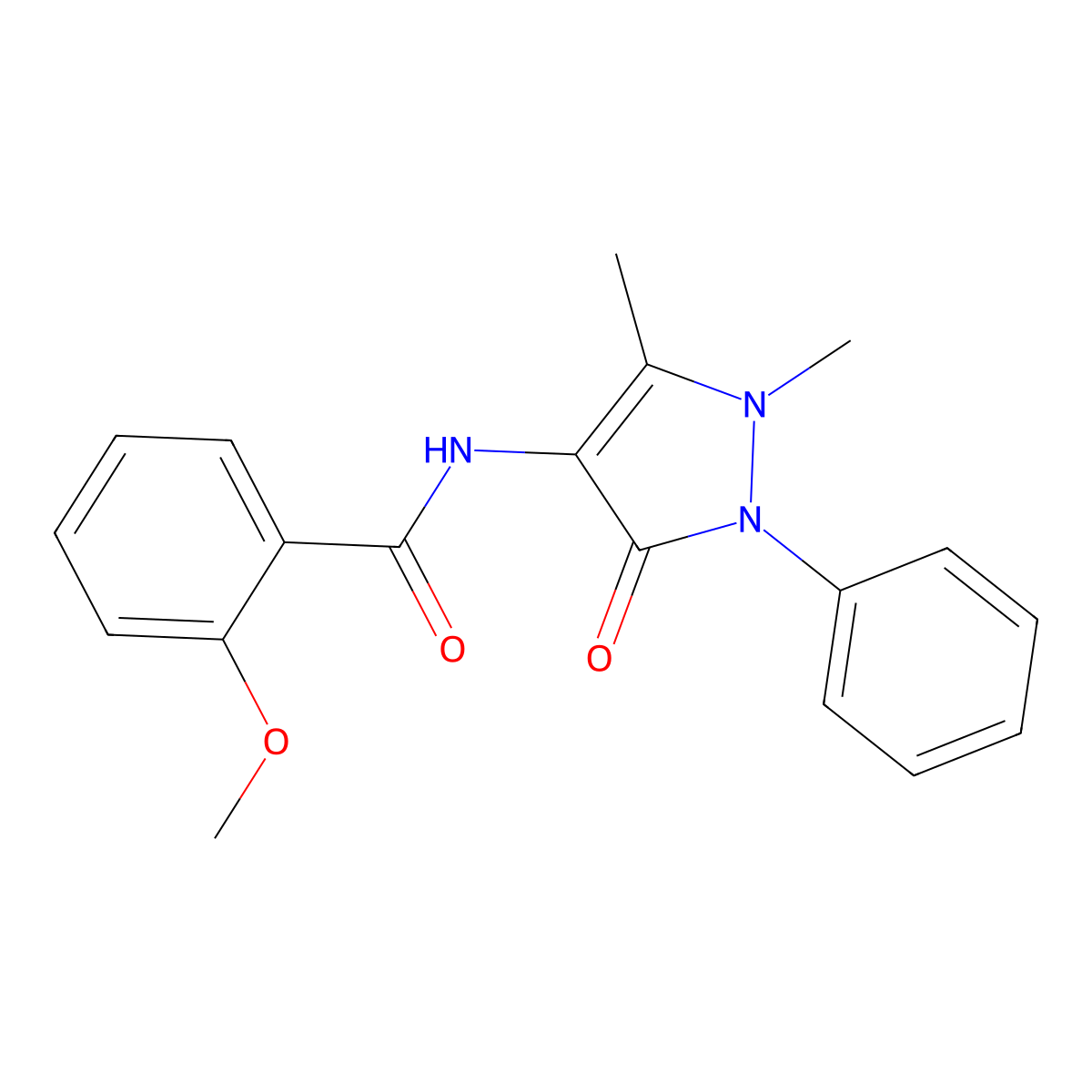 N-(1,5-dimethyl-3-oxo-2-phenyl-2,3-dihydro-1H-pyrazol-4-yl)-2-methoxybenzamide molecular structure, CAS 27377-76-0