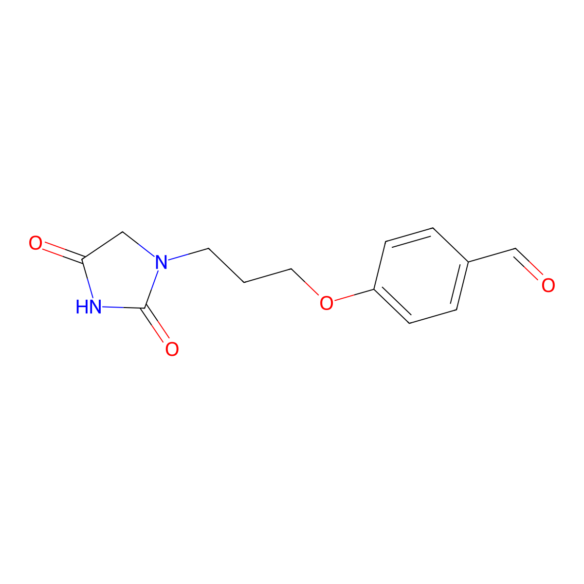 4-(3-(2,4-Dioxoimidazolidin-1-yl)propoxy)benzaldehyde molecular structure, CAS 2738050-11-6