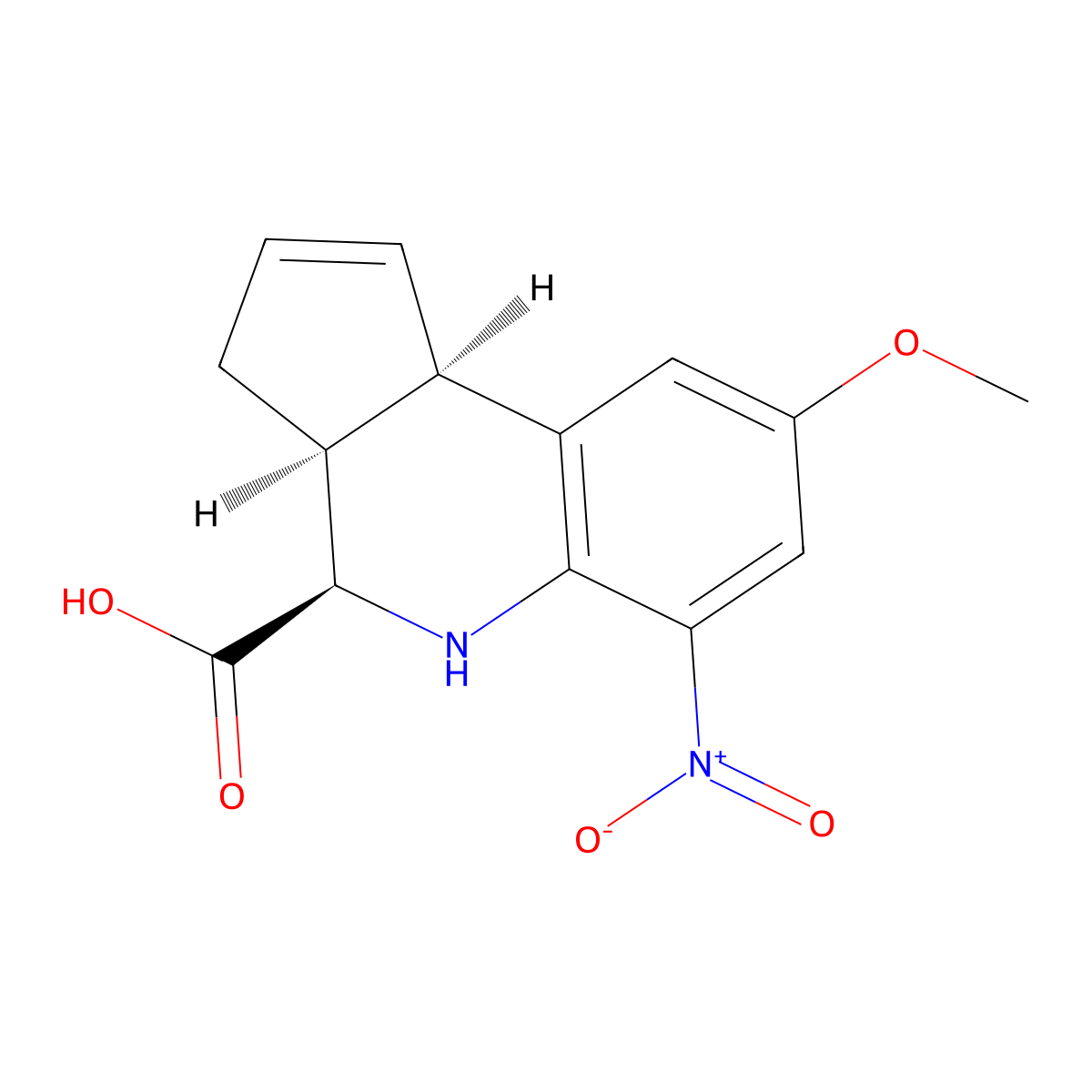 rac-(3aR,4S,9bS)-8-methoxy-6-nitro-3H,3aH,4H,5H,9bH-cyclopenta[c]quinoline-4-carboxylic acid molecular structure, CAS 2738147-93-6
