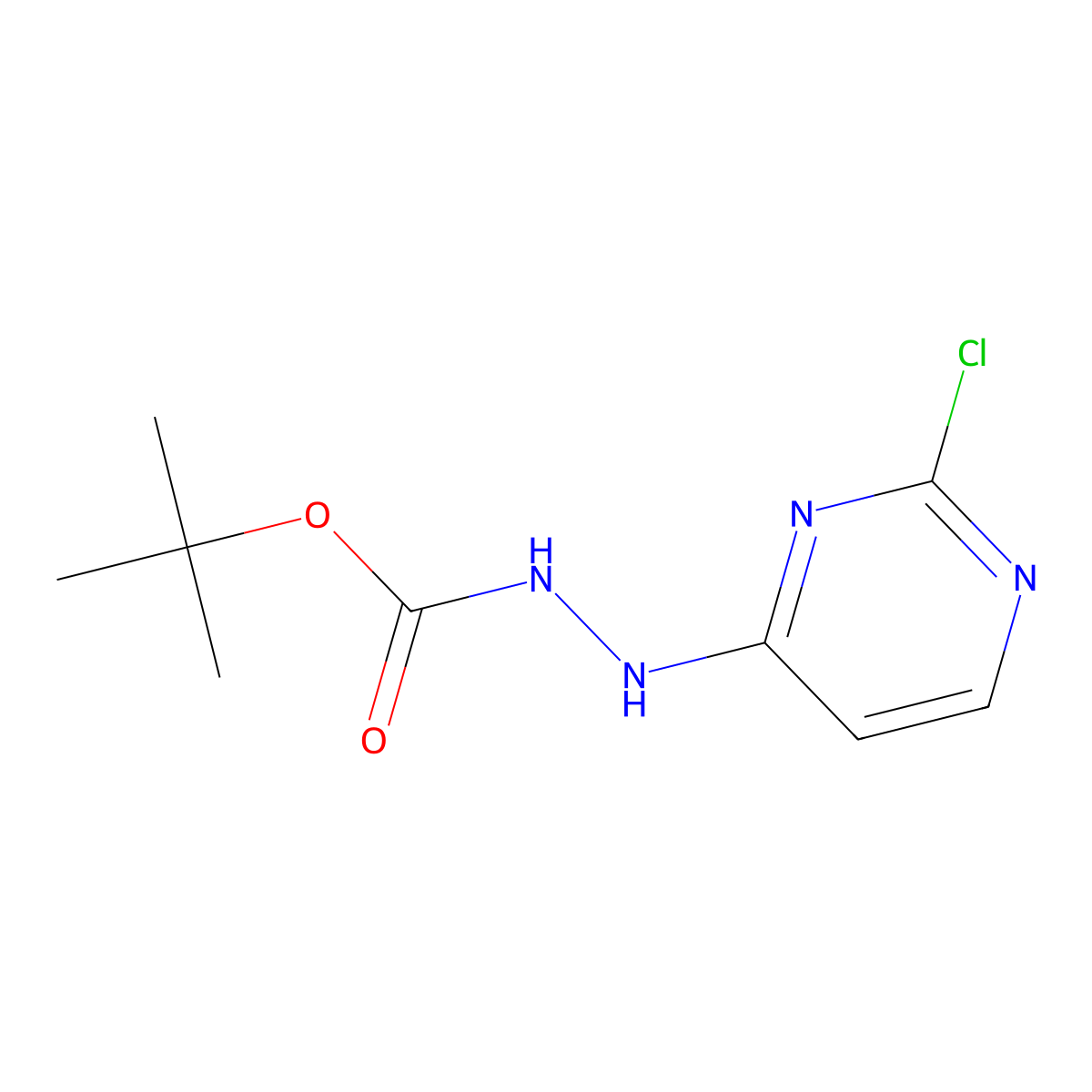 Hydrazinecarboxylic acid, 2-(2-chloro-4-pyrimidinyl)-, 1,1-dimethylethyl ester molecular structure, CAS 2738148-67-7