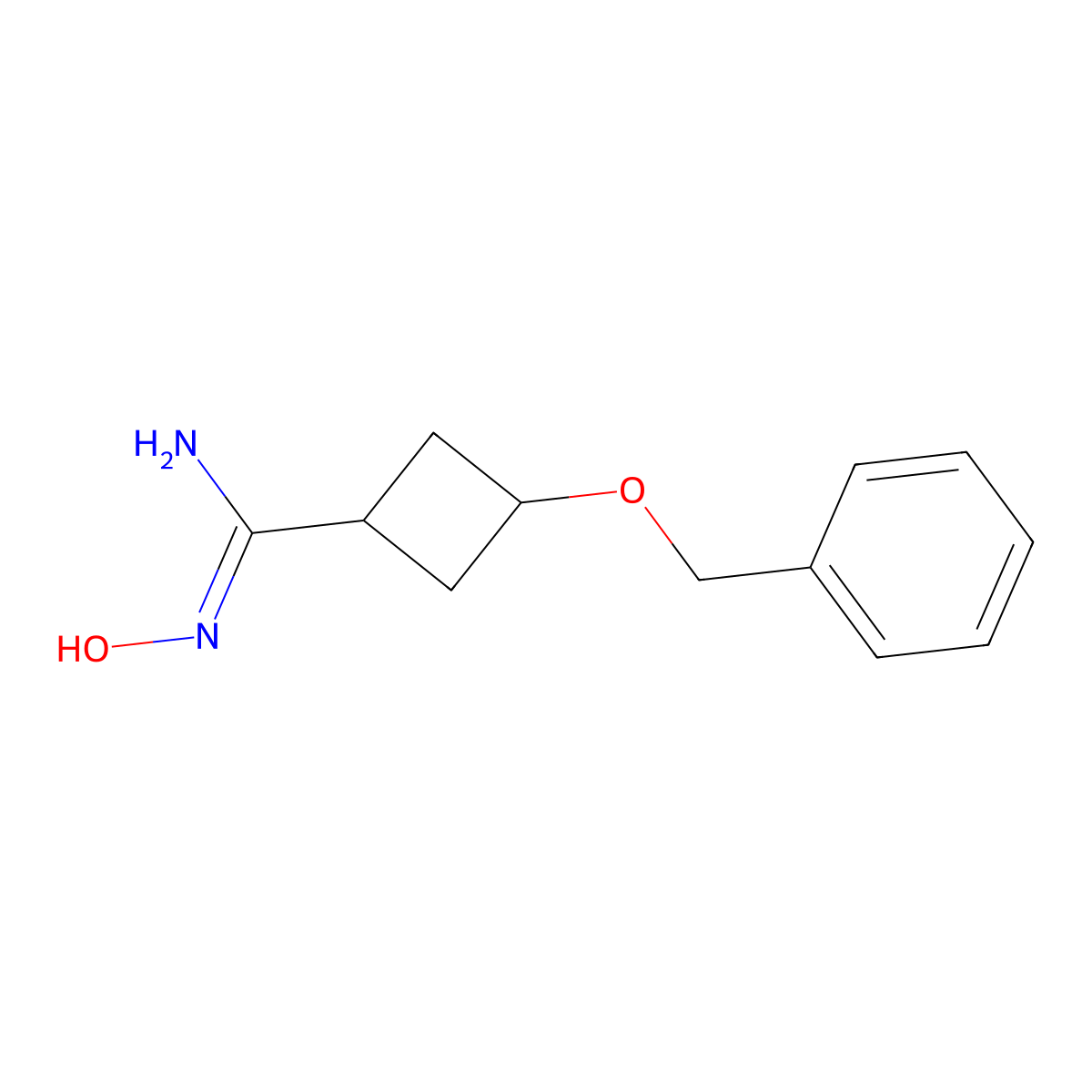 3-(benzyloxy)-N'-hydroxycyclobutanecarboximidamide molecular structure, CAS 2738254-05-0